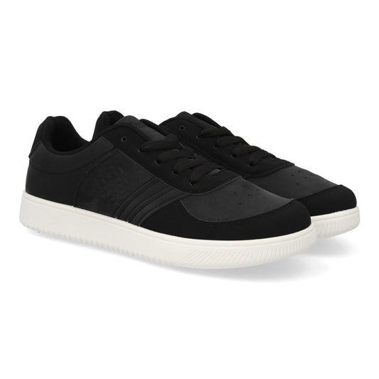 Zapatillas urbanas barefoot negras con combinación de texturas y cierre de cordones