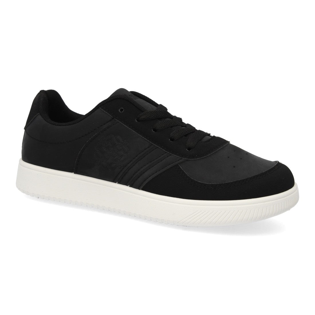 Zapatillas urbanas barefoot negras con combinación de texturas y cierre de cordones