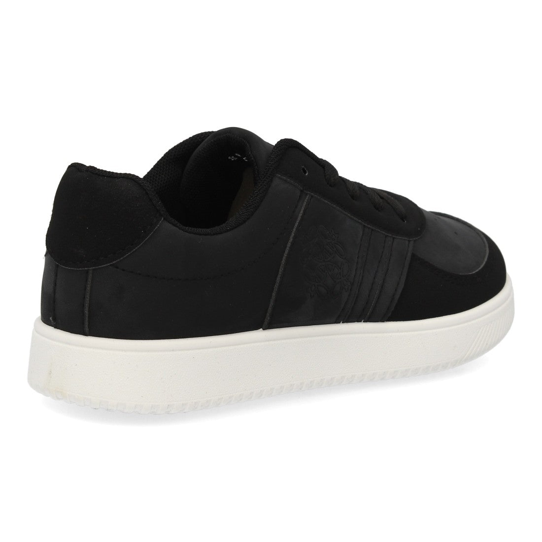 Zapatillas urbanas barefoot negras con combinación de texturas y cierre de cordones