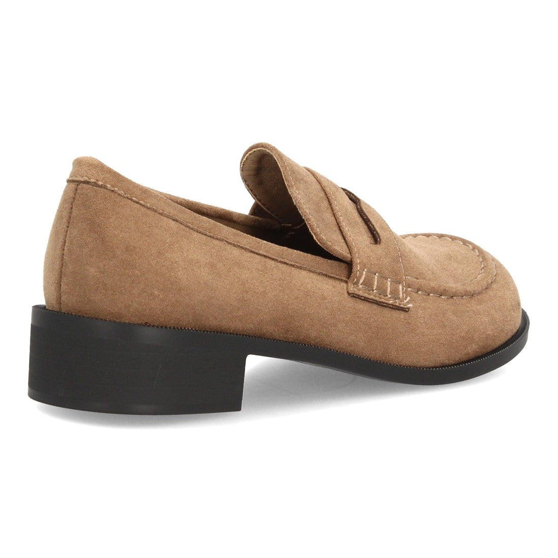 Mocasines barefoot de color kaki en textura efecto ante con antifaz y suela plana