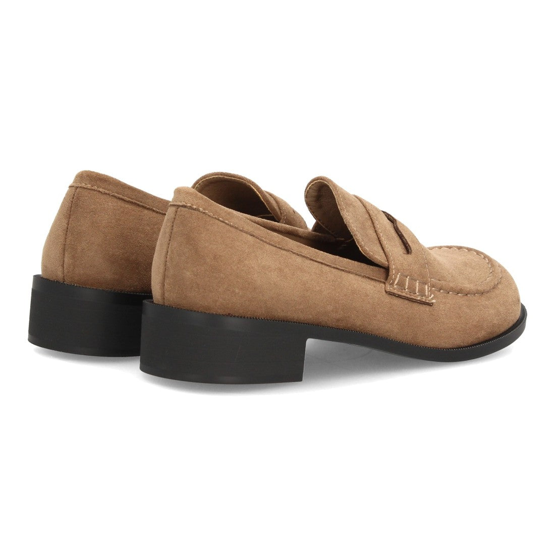 Mocasines barefoot de color kaki en textura efecto ante con antifaz y suela plana