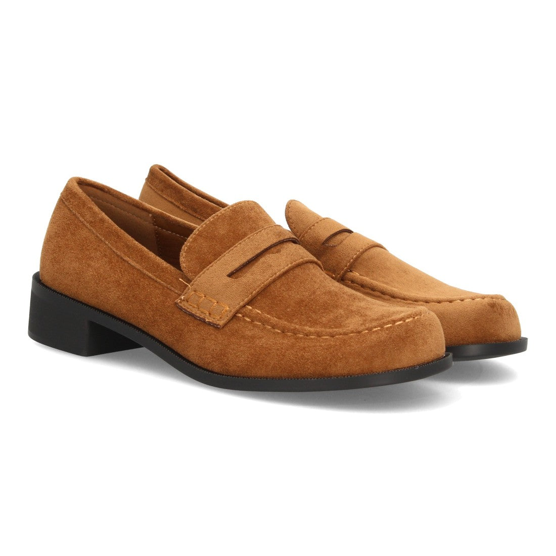 Mocasines barefoot en color camel con acabado efecto ante, antifaz y horma ancha