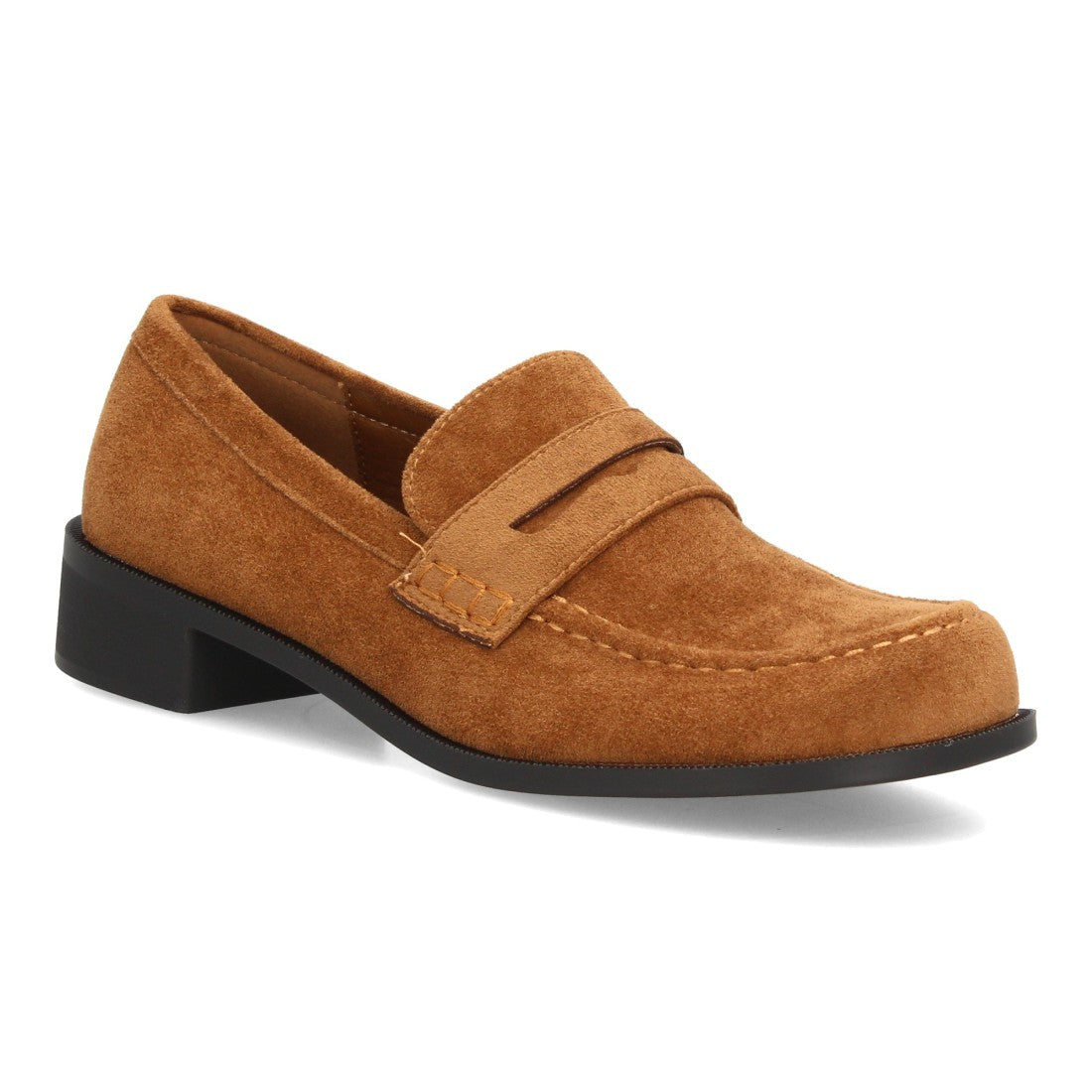 Mocasines barefoot en color camel con acabado efecto ante, antifaz y horma ancha