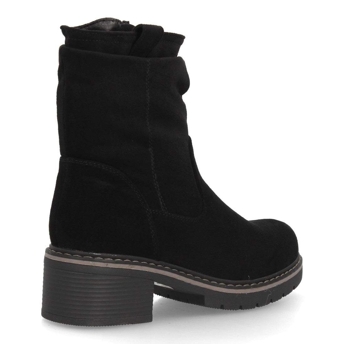Botines negros de mujer en suave efecto ante con tacón ancho