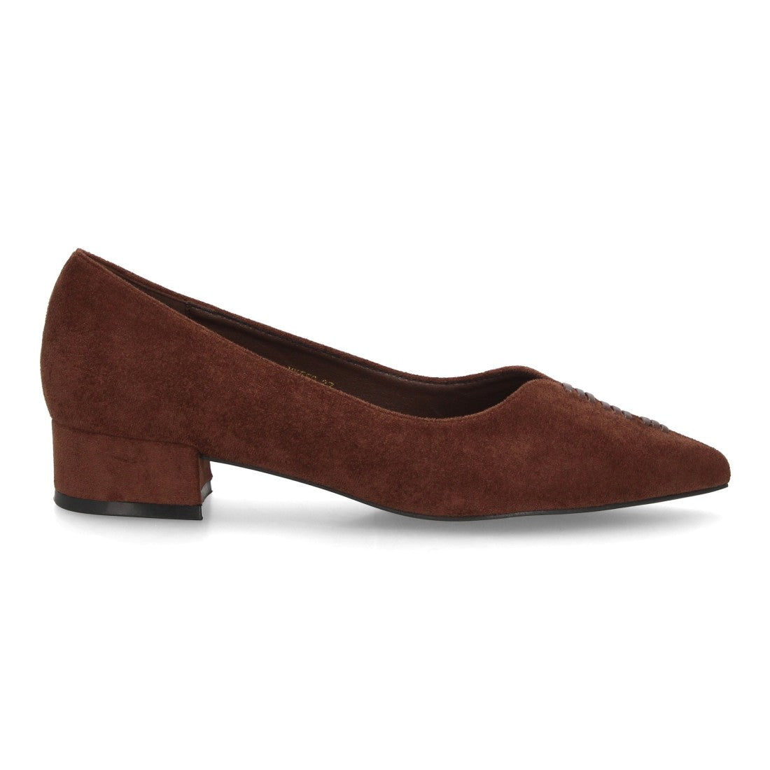 Zapatos de salón marrón suave efecto ante para mujer con tacón bajo ancho