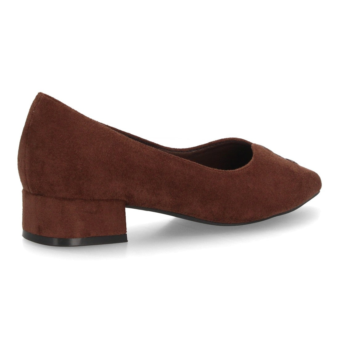 Zapatos de salón marrón suave efecto ante para mujer con tacón bajo ancho