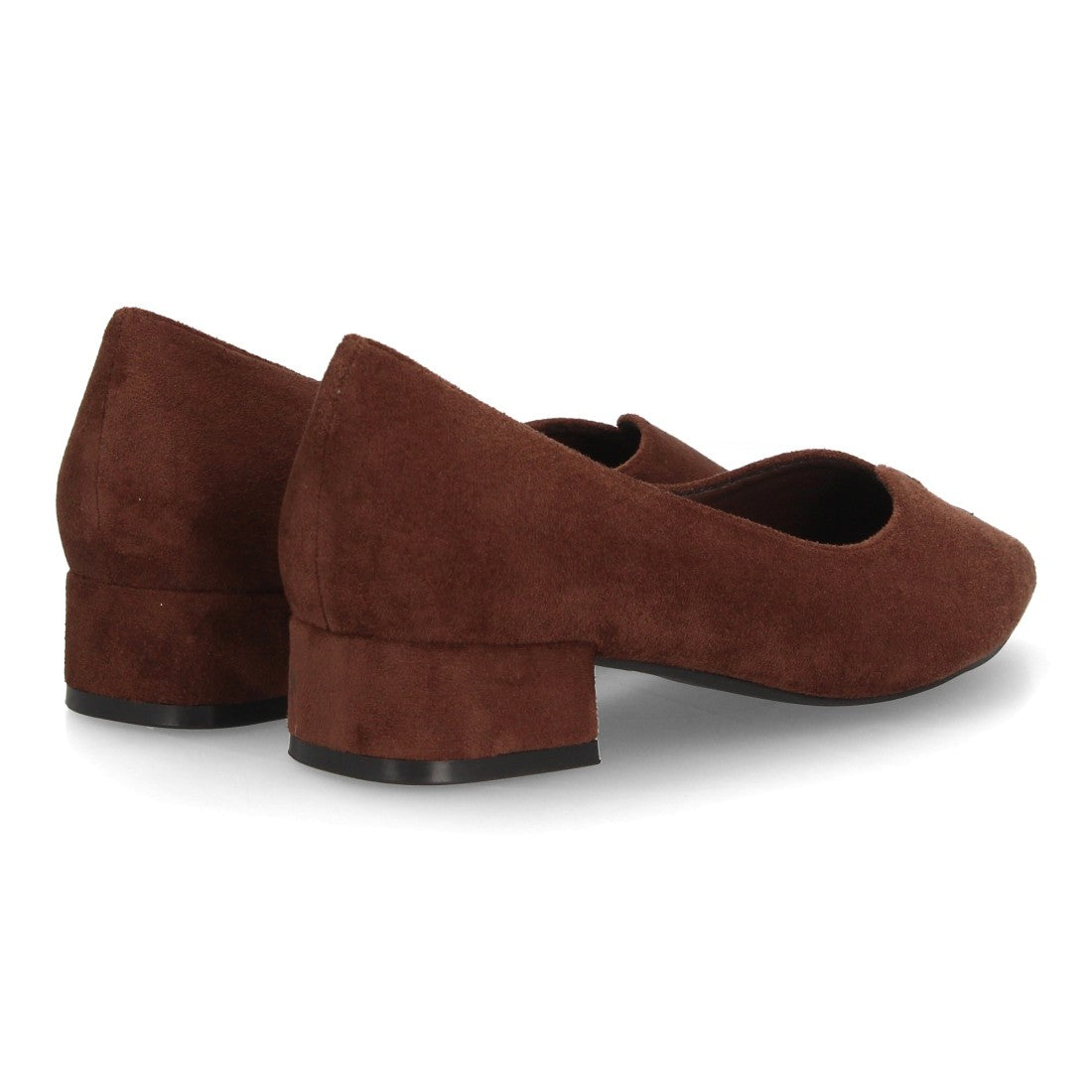 Zapatos de salón marrón suave efecto ante para mujer con tacón bajo ancho