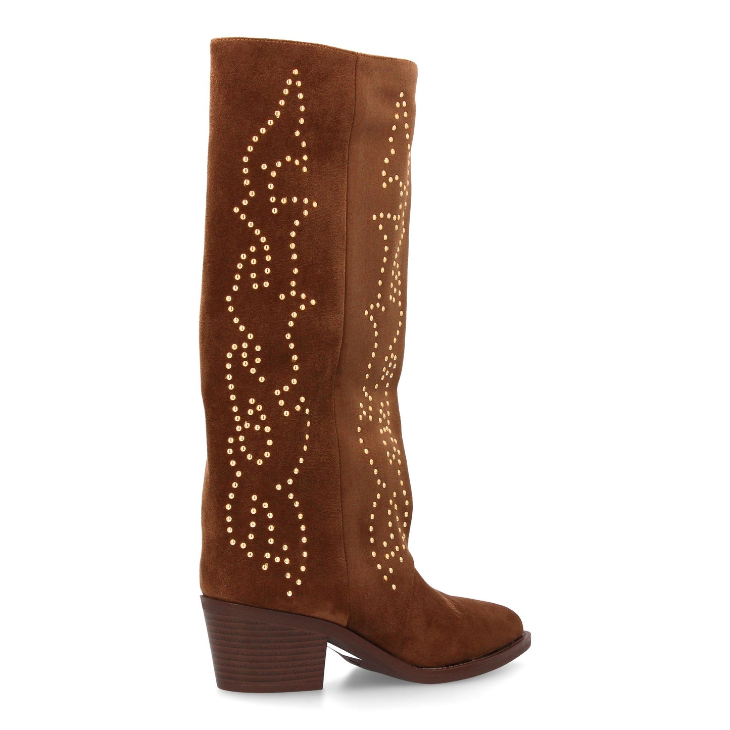 Bota Alta Cowboy Kaki Mujer con Tachuelas y Tacón Cómodo