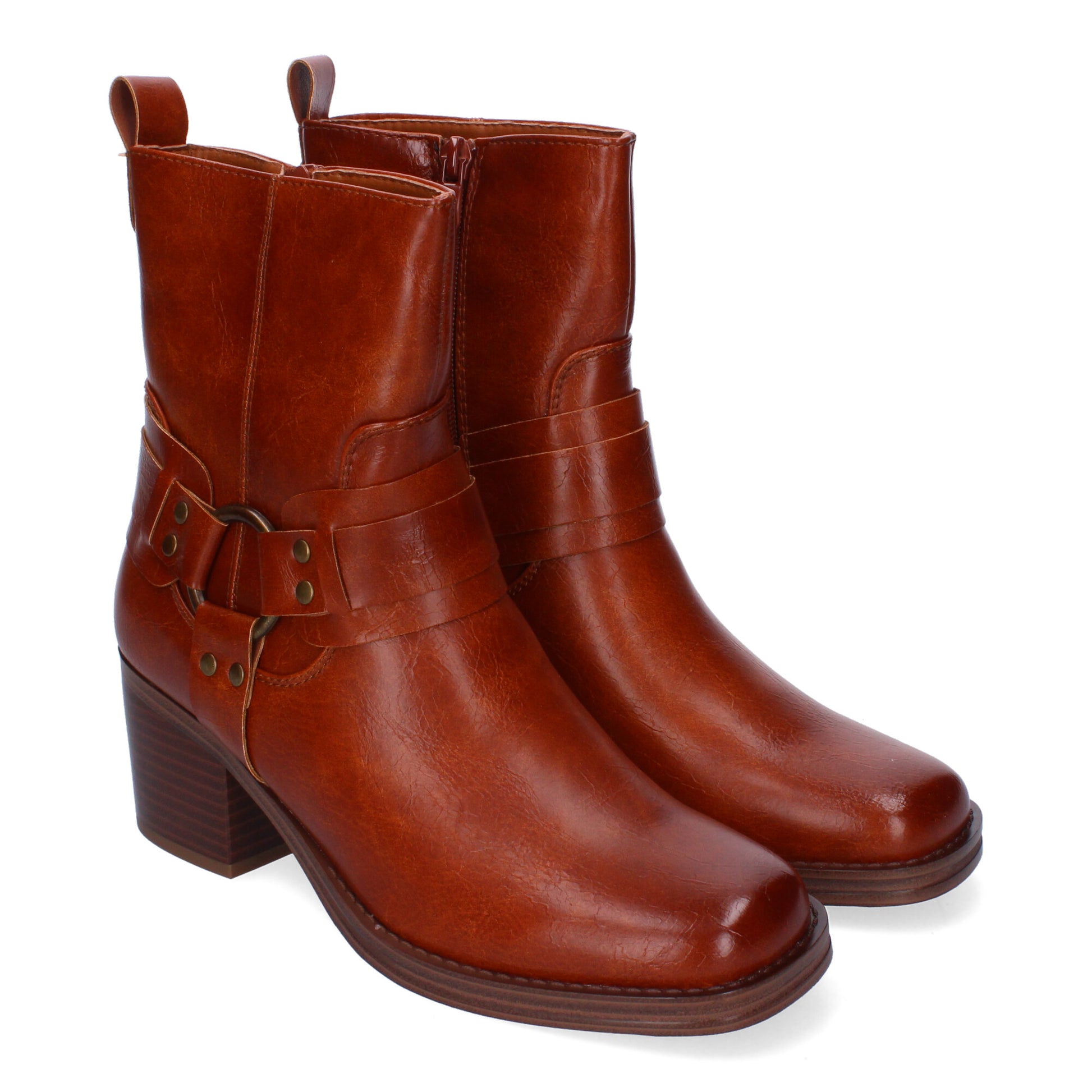Botines de tacón camel con hebilla