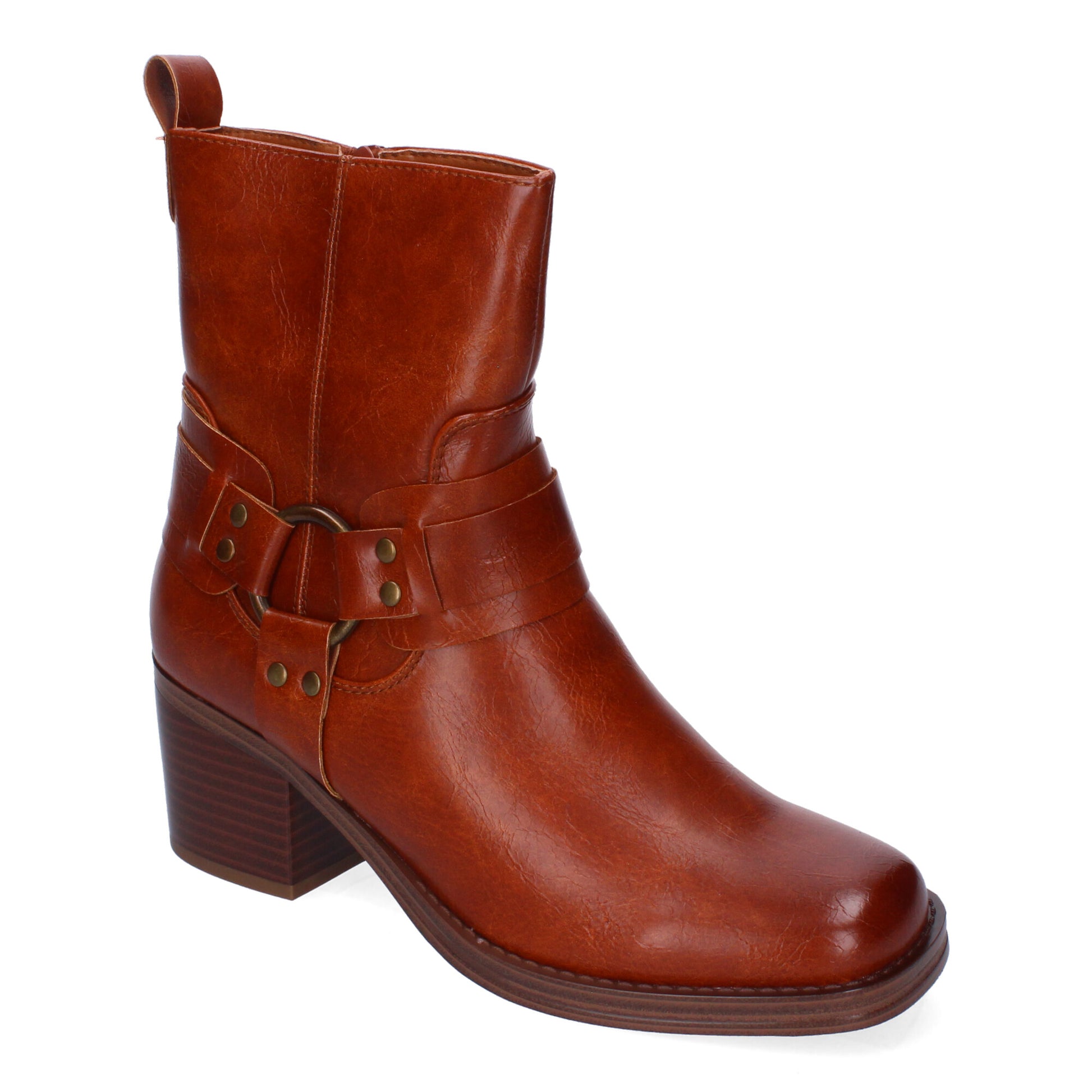 Botines de tacón camel con hebilla