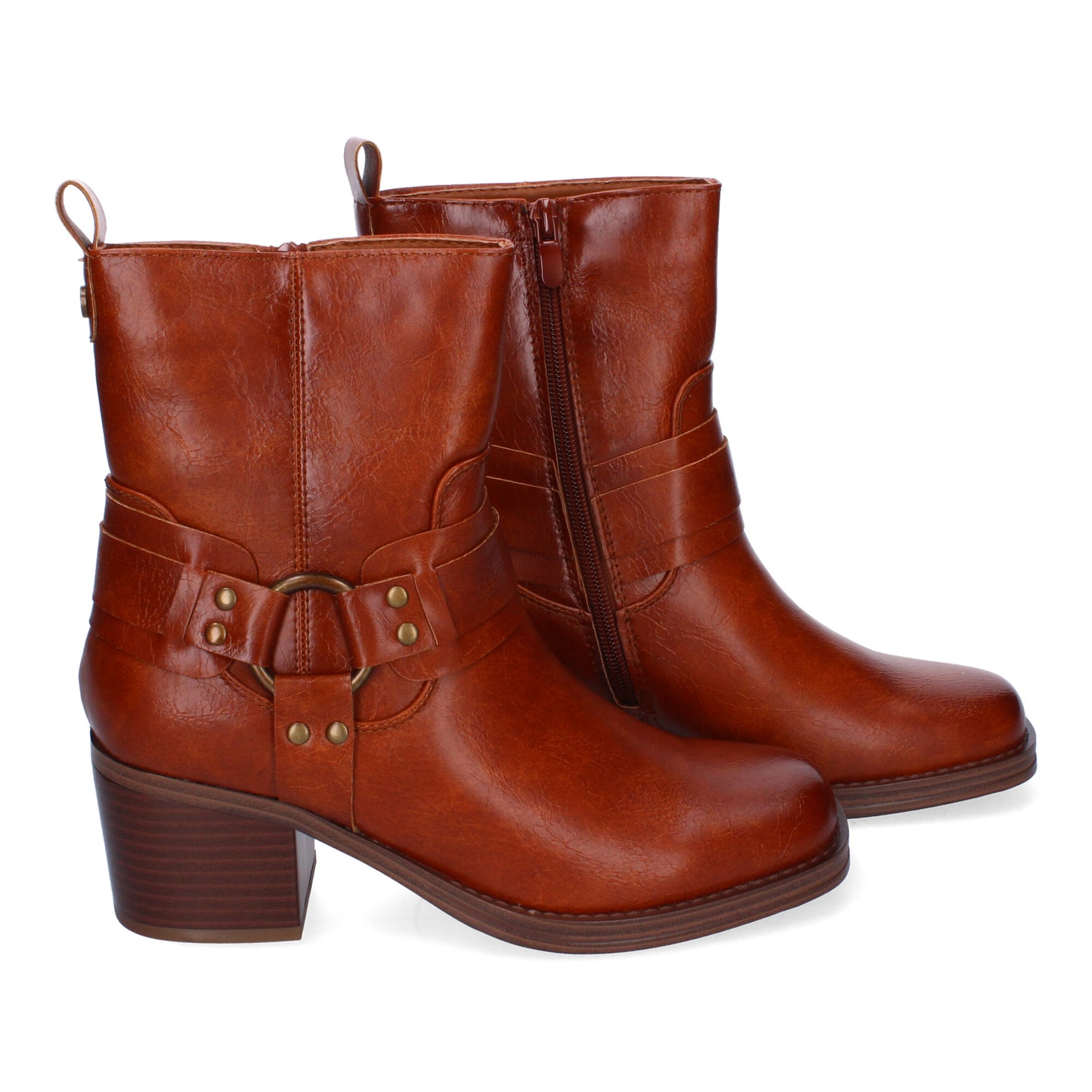 Botines de tacón camel con hebilla