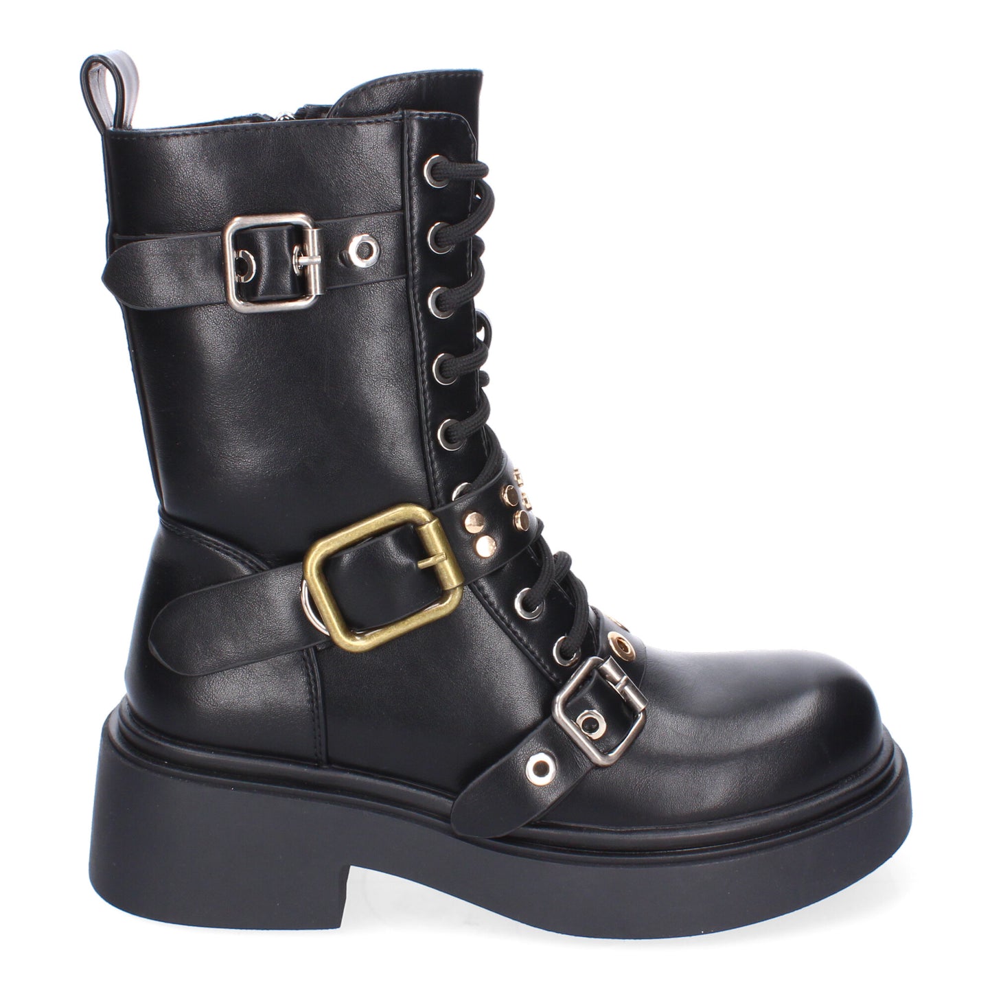 Bota de tacón negro hebillas