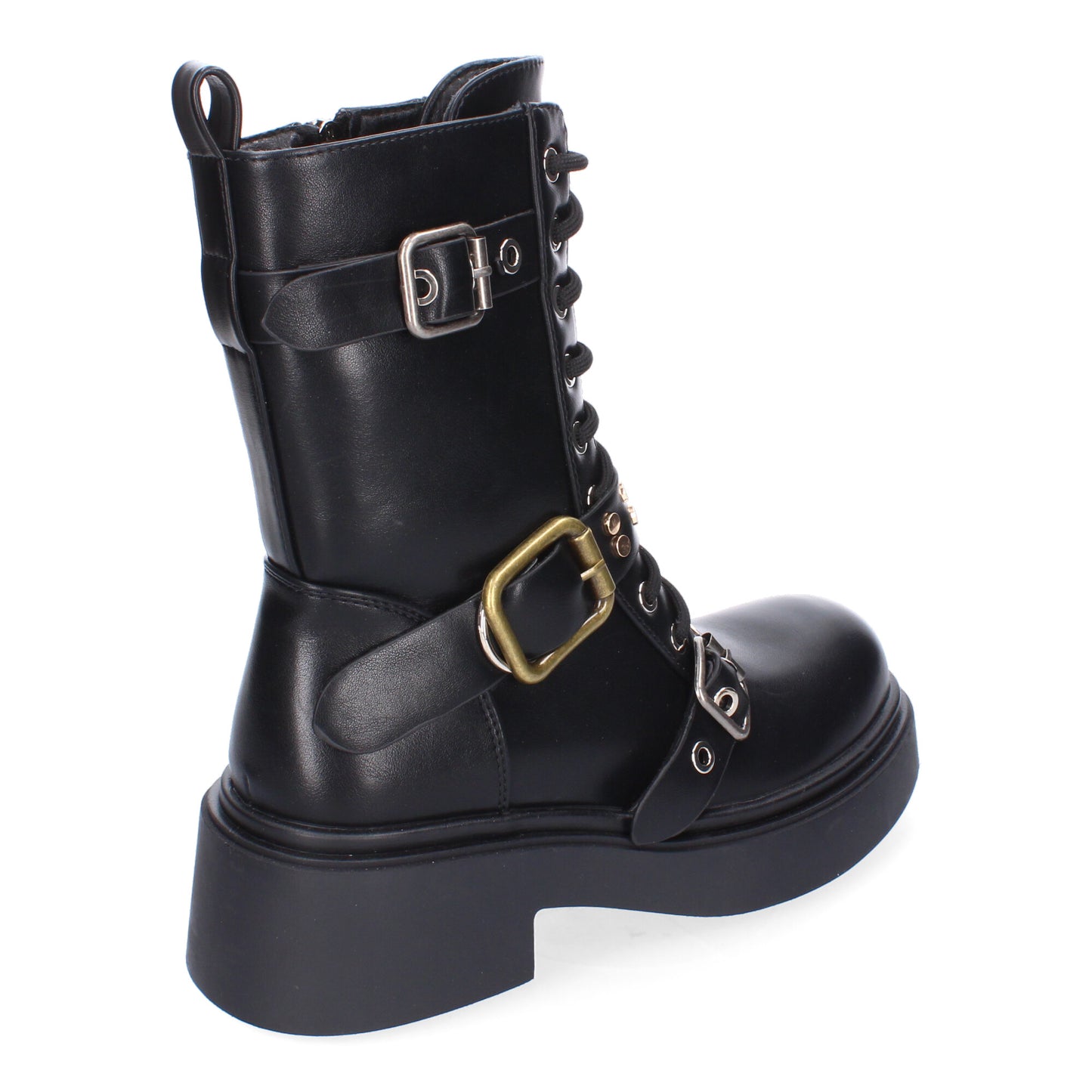 Bota de tacón negro hebillas