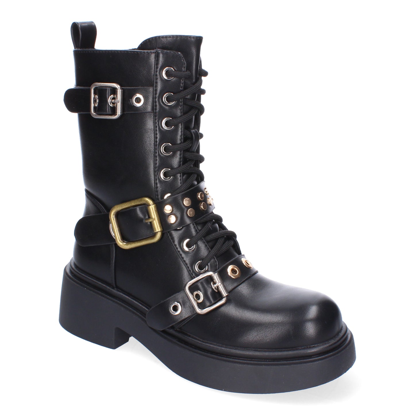 Bota de tacón negro hebillas