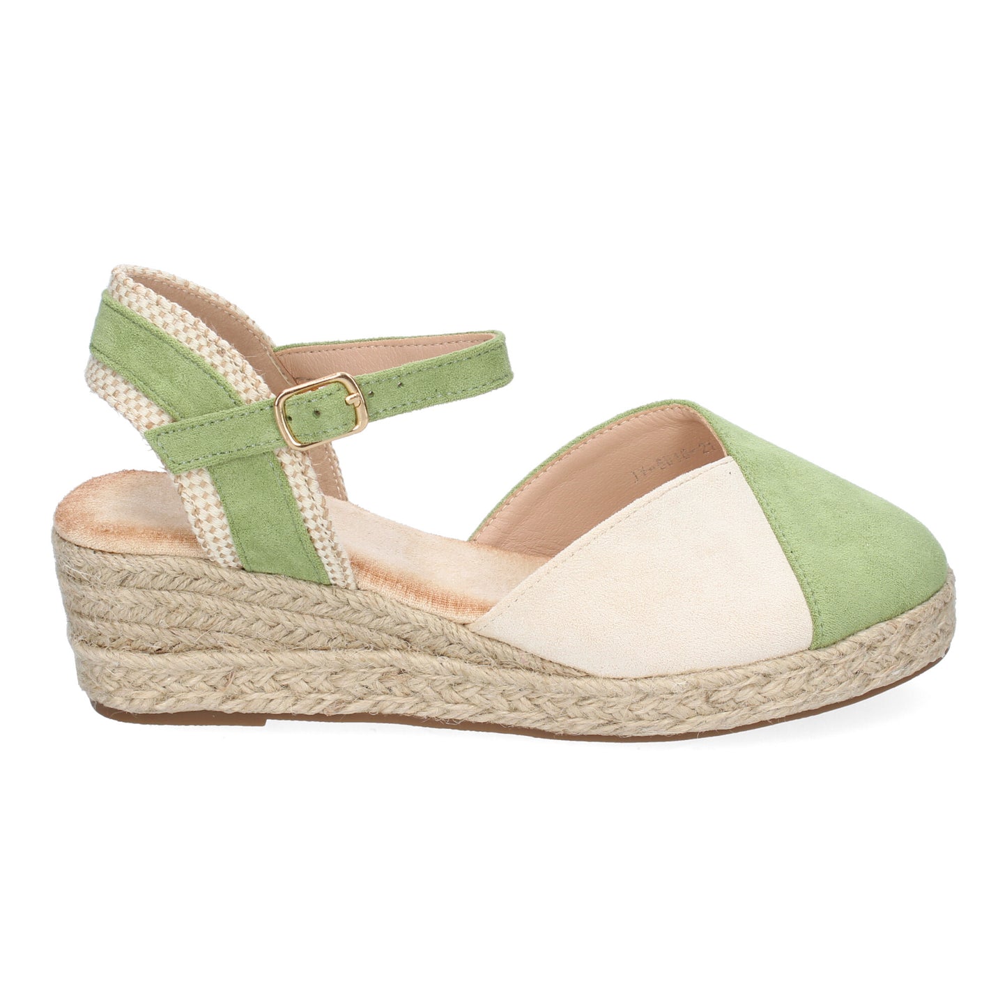Sandalia Cuña Verde Yute Mujer - Tira Decorativa en el Talón