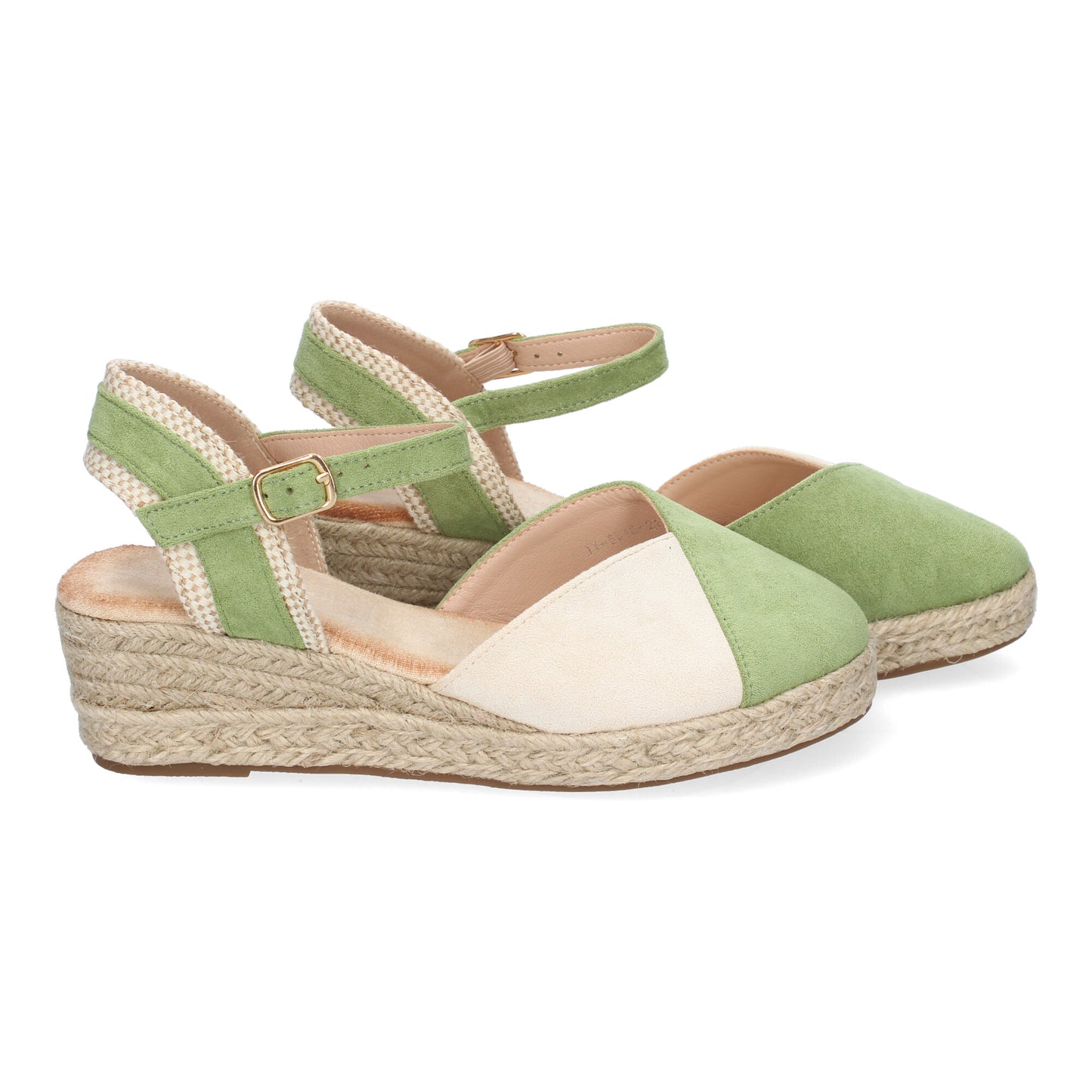 Sandalia Cuña Verde Yute Mujer - Tira Decorativa en el Talón
