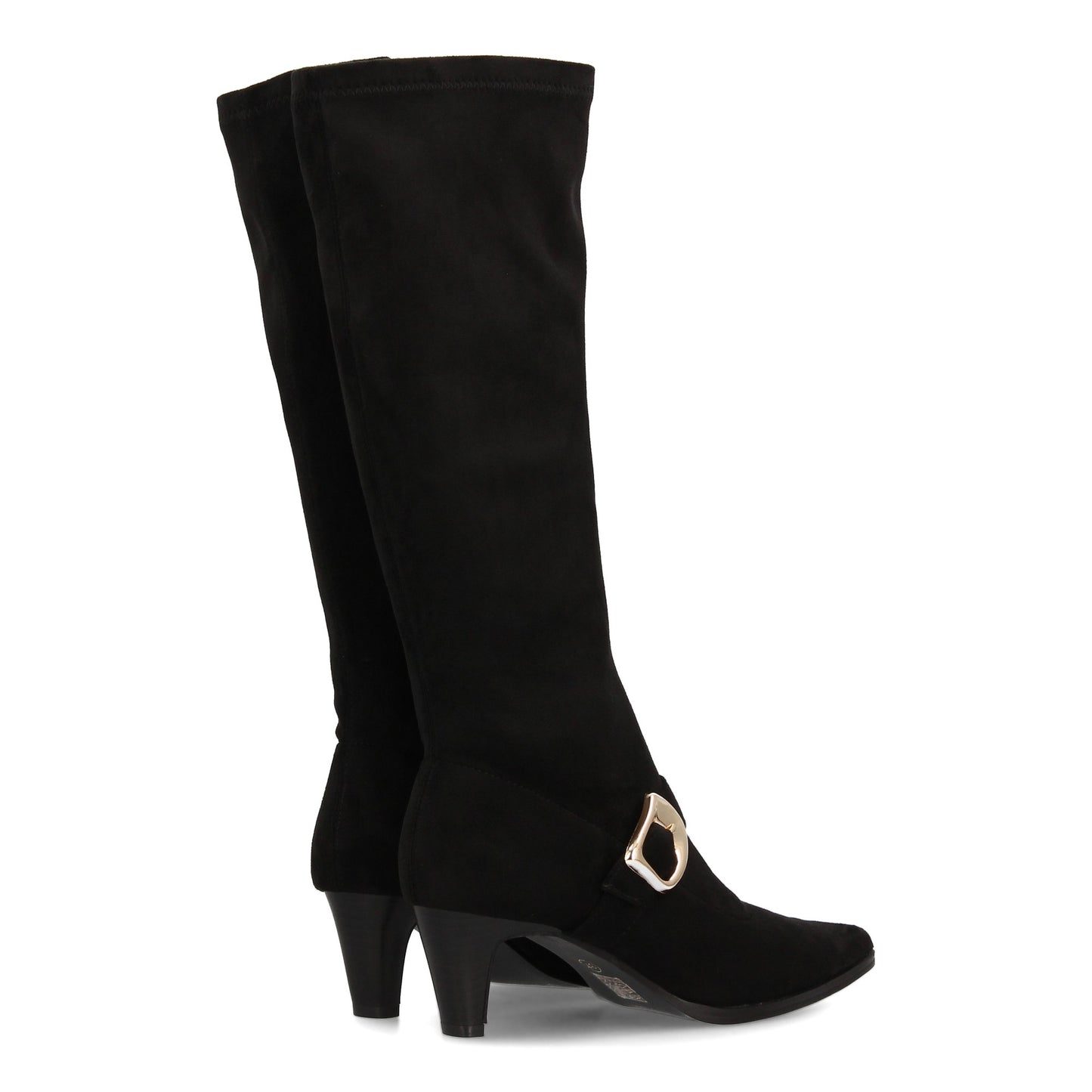 Bota Alta Negra Elegante de Tacón con Punta Fina