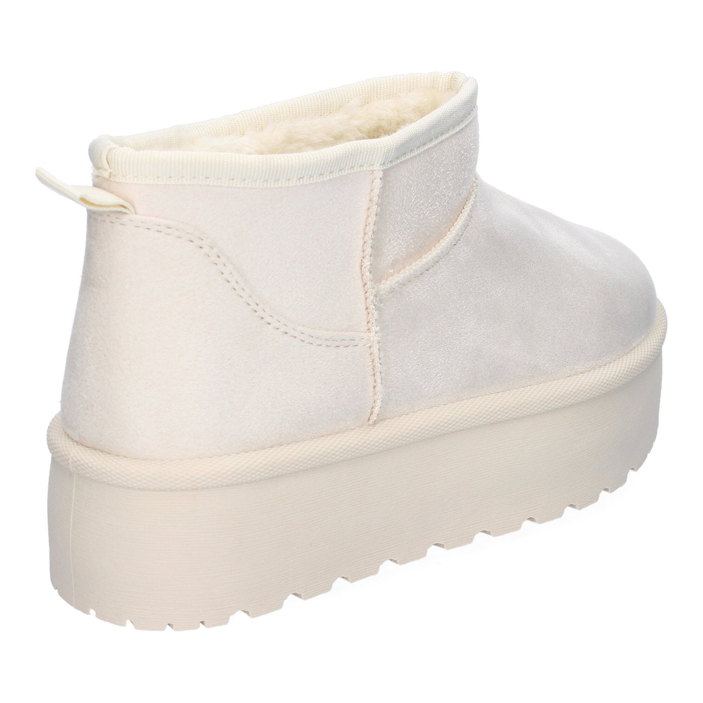 Botín Plano Australiano Blanco con Plataforma y Forro de Pelo