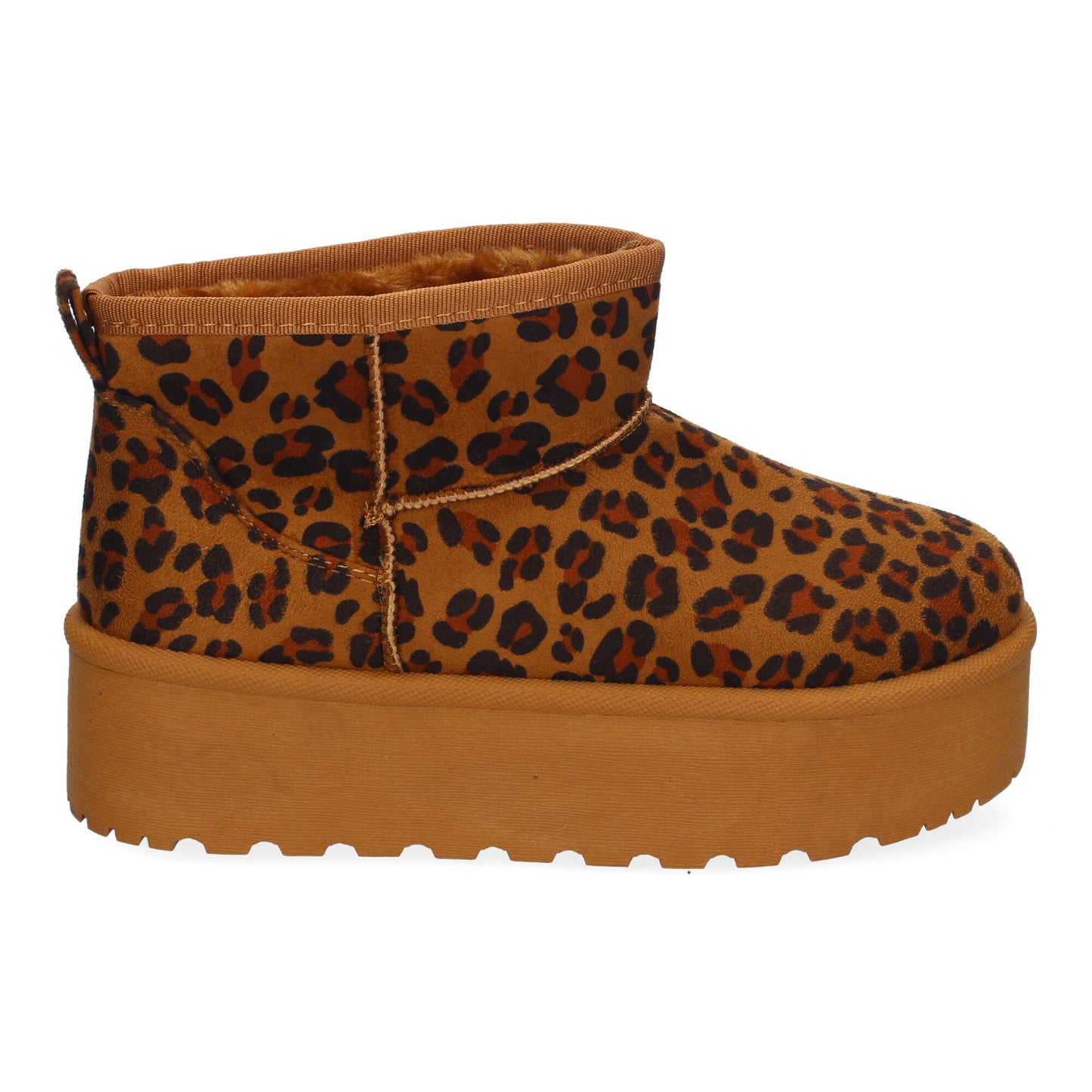Botín Plano Australiano Estampado Leopardo con Plataforma y Pelo