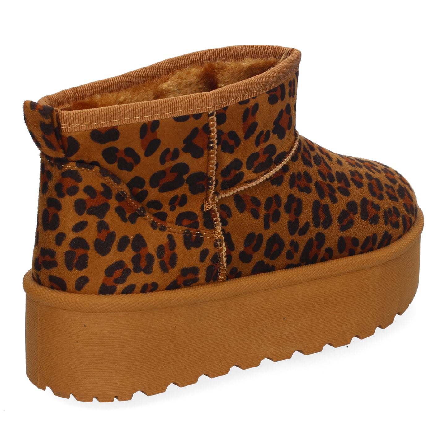 Botín Plano Australiano Estampado Leopardo con Plataforma y Pelo