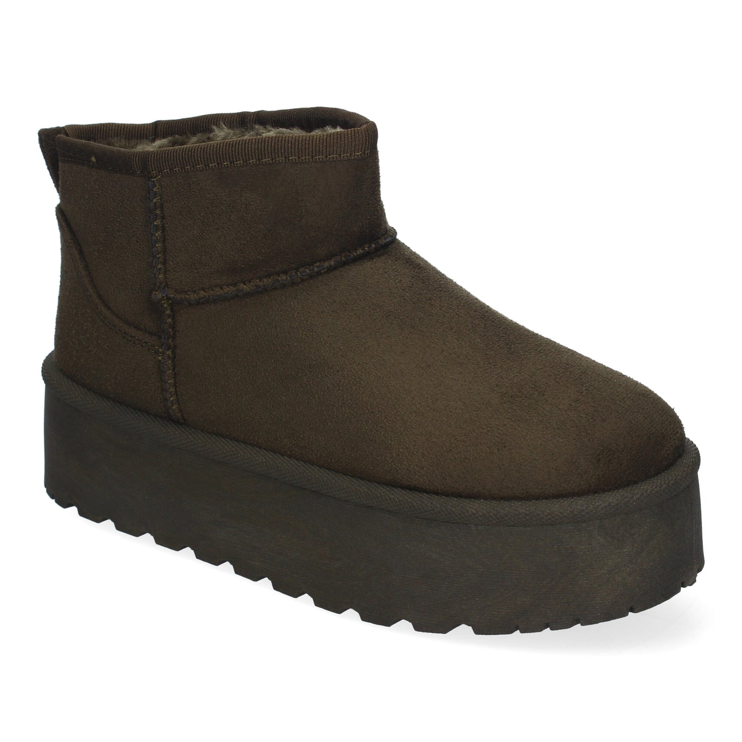 Botín Plano Australiano Verde con Plataforma y Forro de Pelo