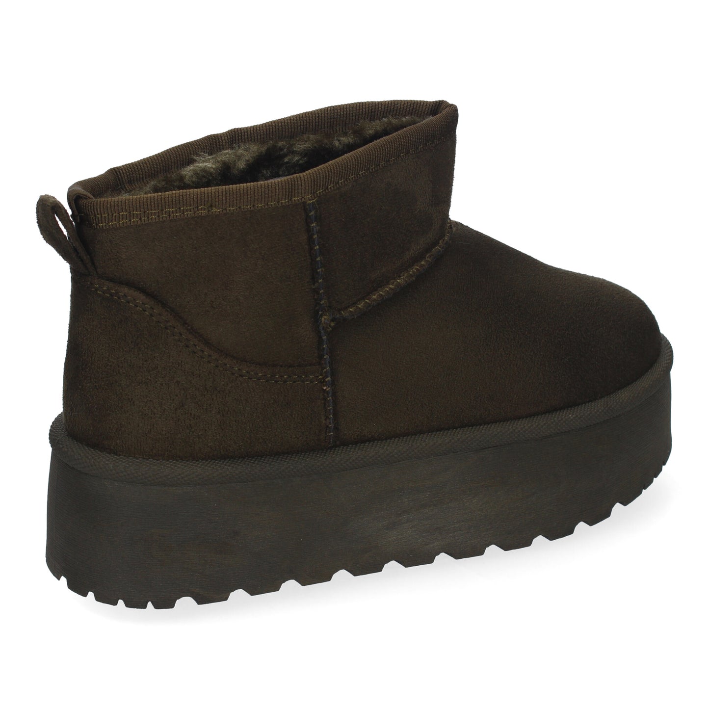 Botín Plano Australiano Verde con Plataforma y Forro de Pelo