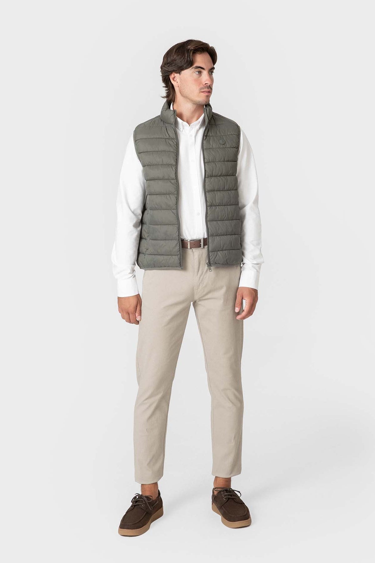 Chaleco Acolchado Verde para Hombre con Cuello Alto