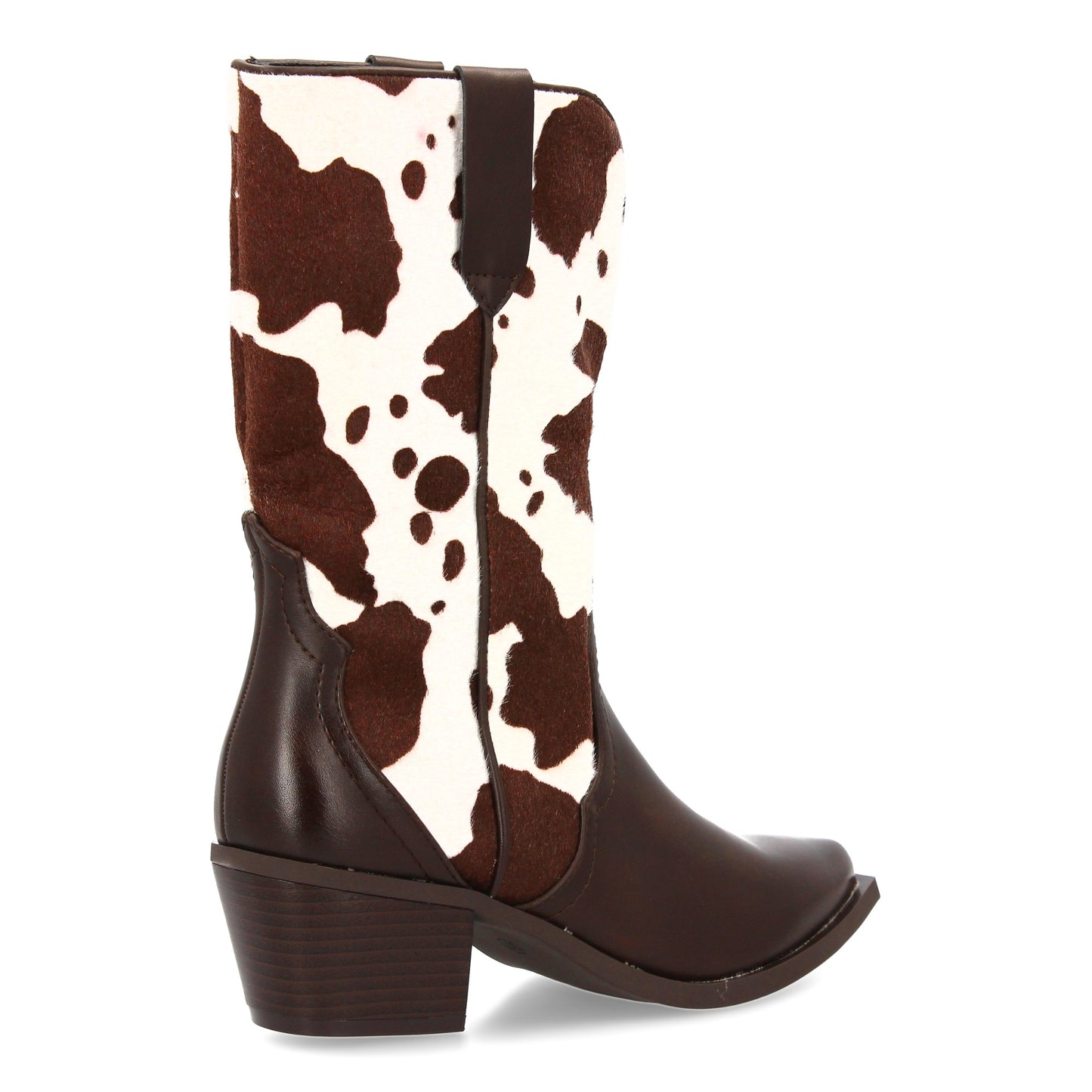 Botín Campero Marrón Estampado Vaca Punta Fina y Cremallera