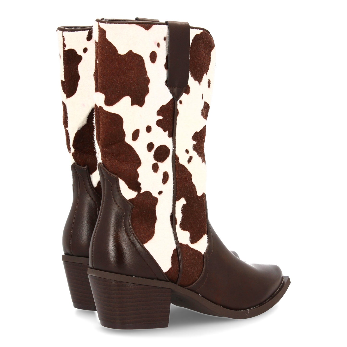 Botín Campero Marrón Estampado Vaca Punta Fina y Cremallera