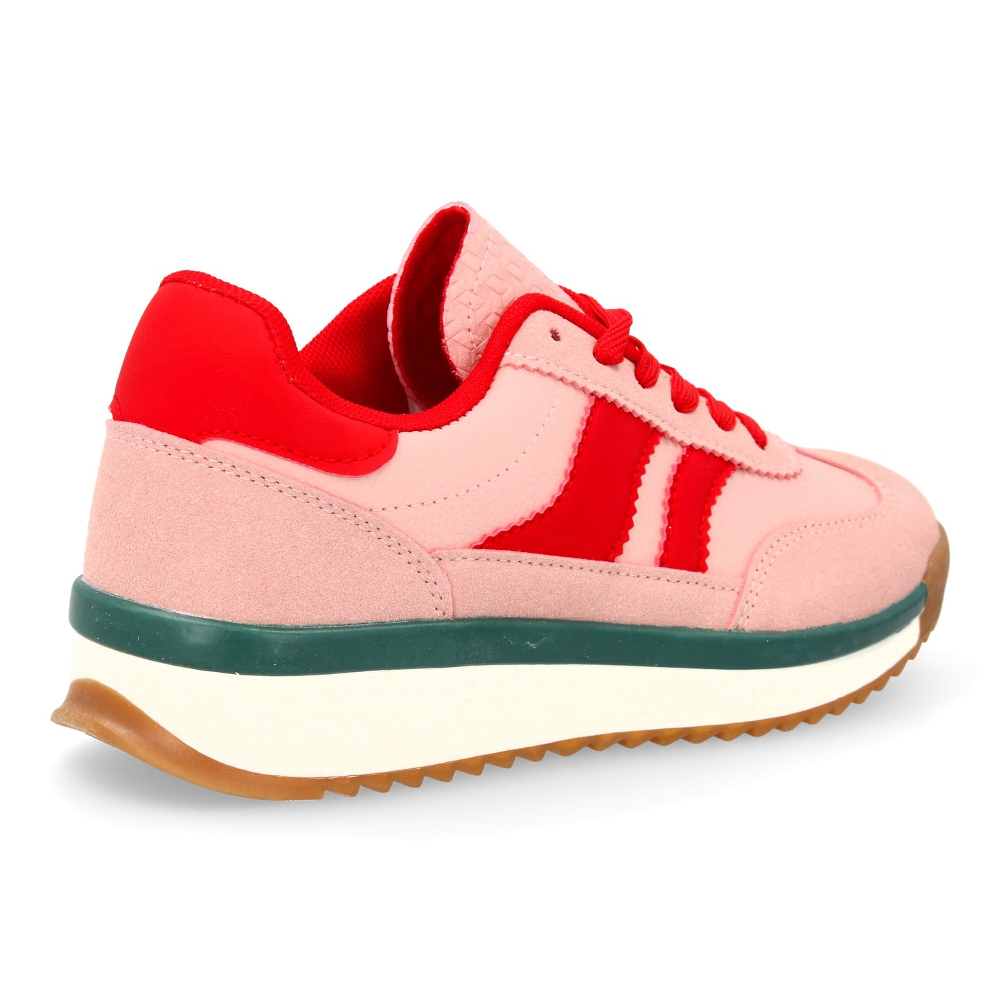 Zapatilla Plana Roja Mujer Estilo Retro con Contraste Lateral
