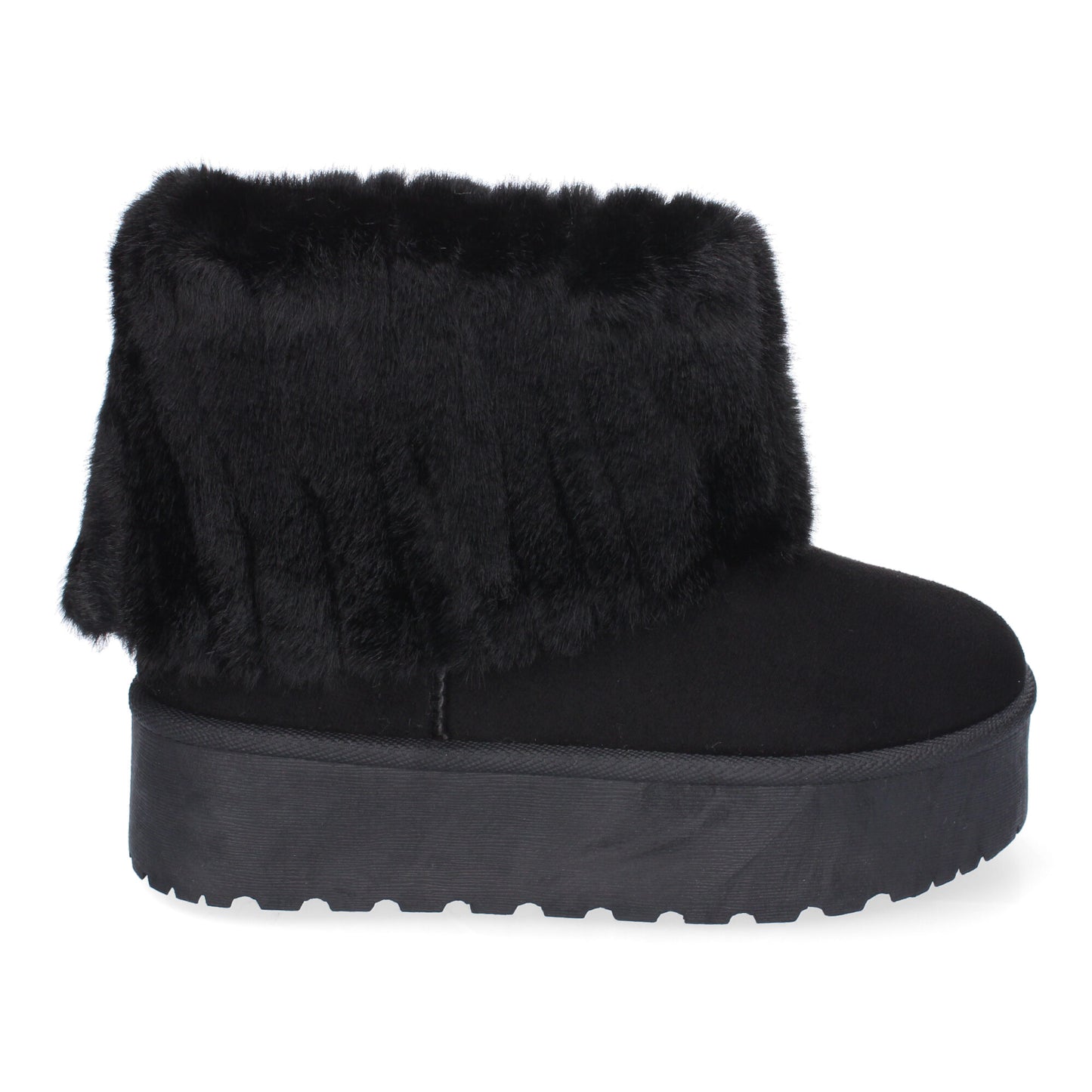 Botín Australiano Negro de Plataforma con Forro de Pelo
