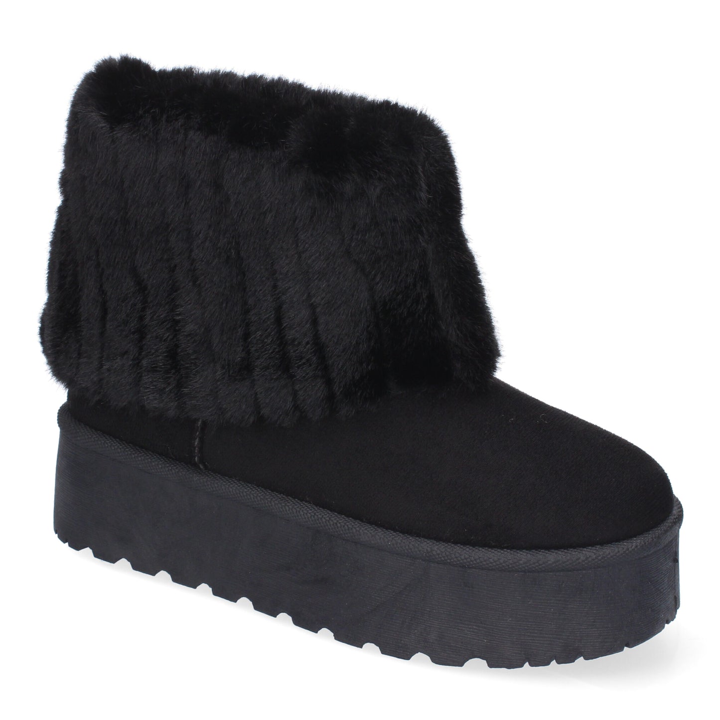 Botín Australiano Negro de Plataforma con Forro de Pelo