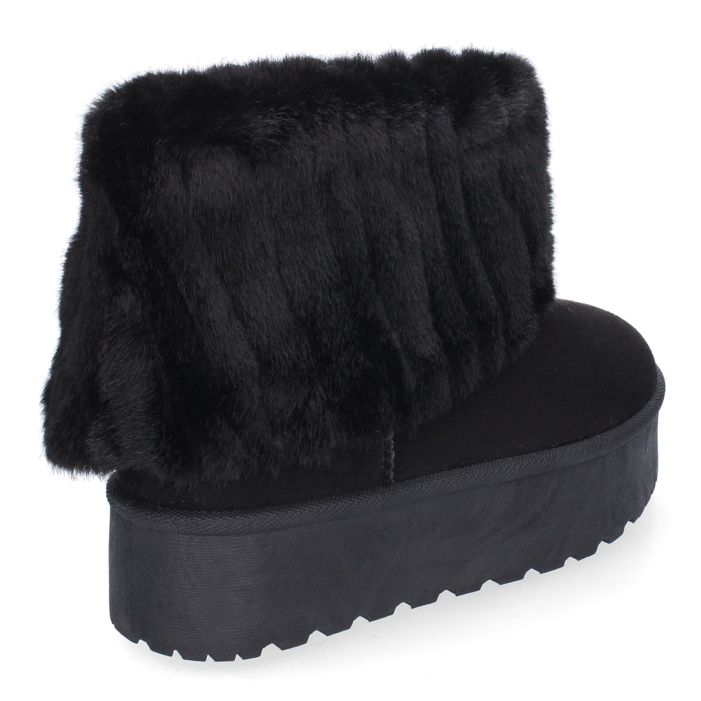 Botín Australiano Negro de Plataforma con Forro de Pelo