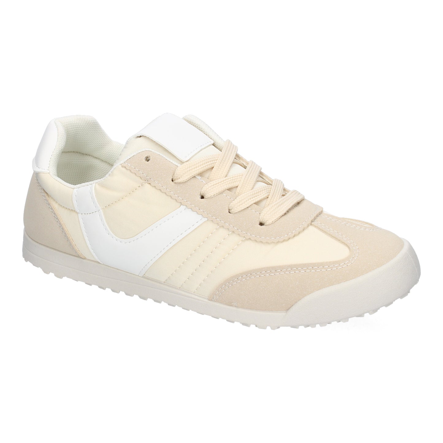 Zapatilla Deportiva Casual Beige Mujer con Detalles de Colores