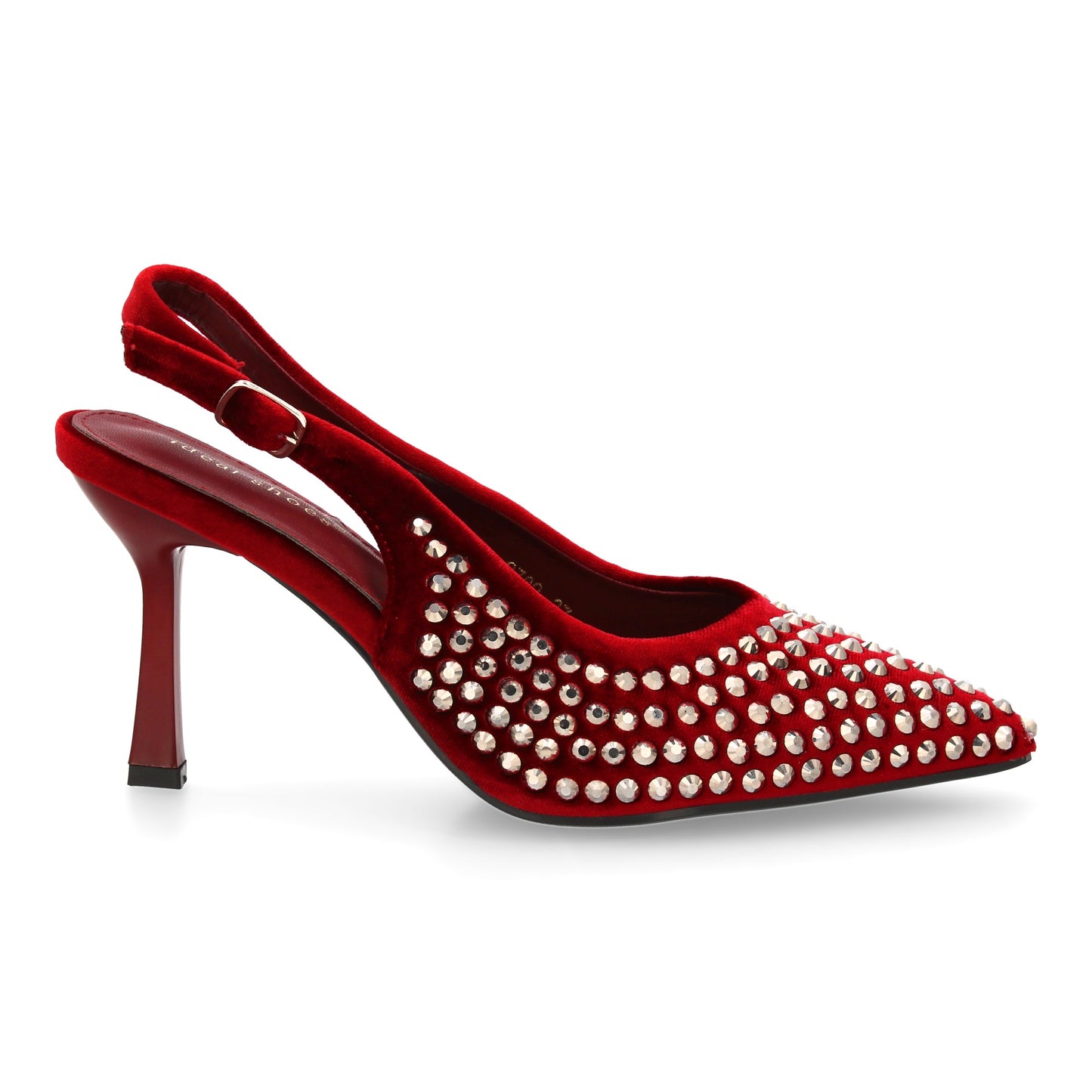 Zapatos de Salón Burdeos con Pedrería, Punta Fina y Tacón Fino