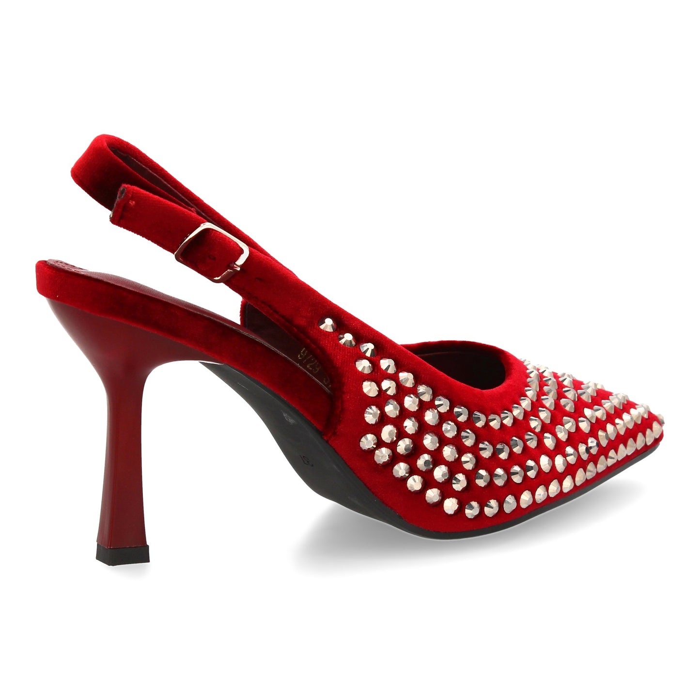 Zapatos de Salón Burdeos con Pedrería, Punta Fina y Tacón Fino