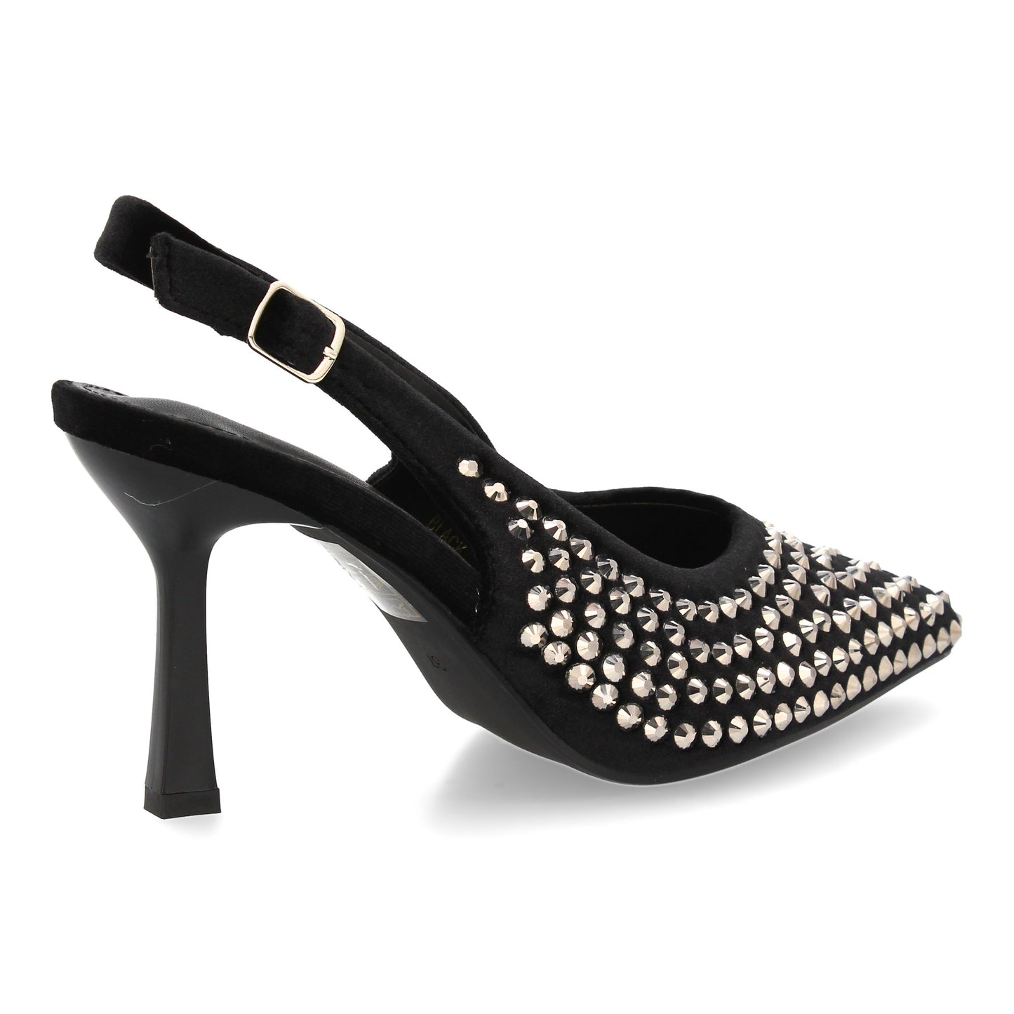 Zapatos de Salón Negros con Pedrería, Punta Fina y Tacón Fino