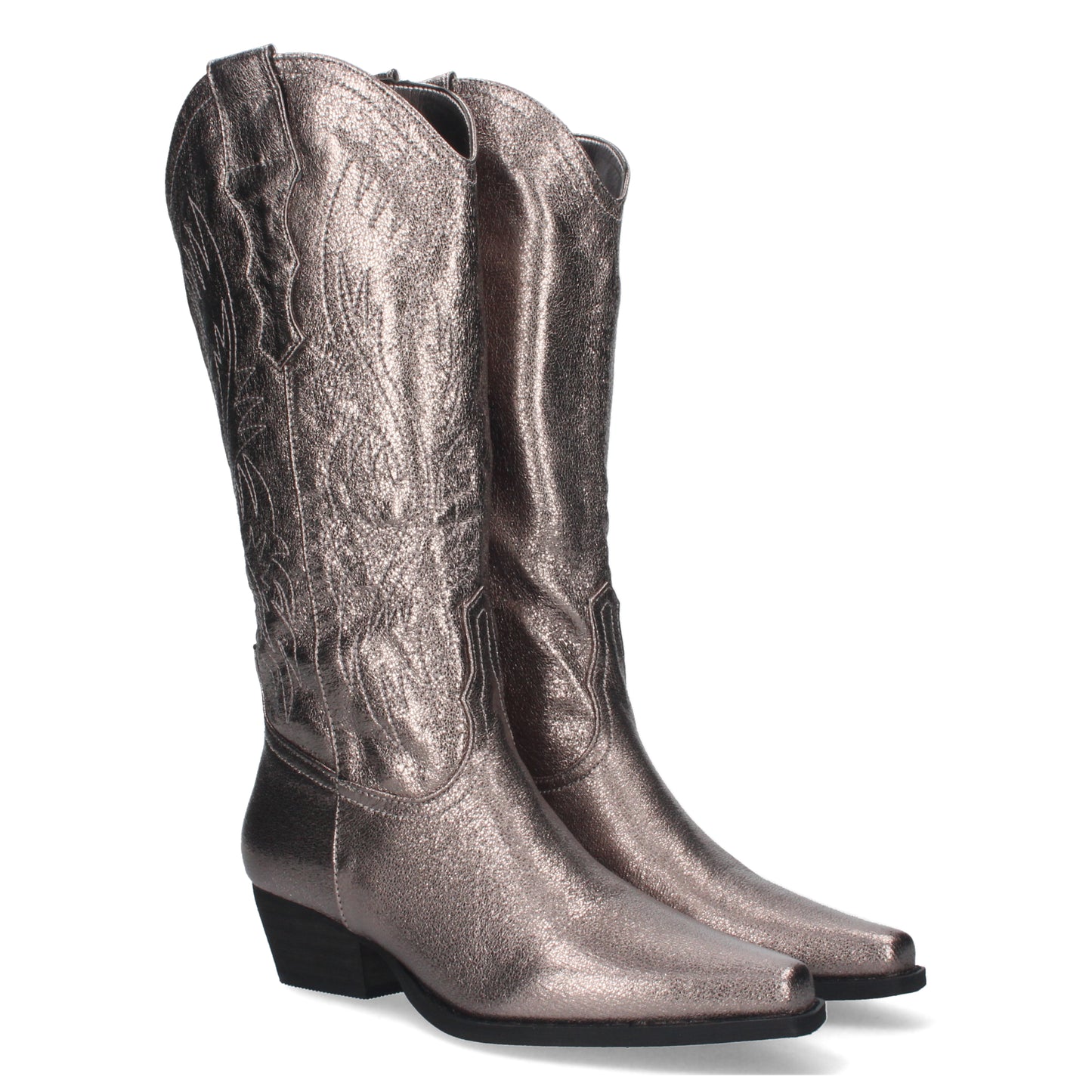 Bota Campera con Tacón Cómodas Diseño con Bordado en Caña y Cierre de Cremallera.