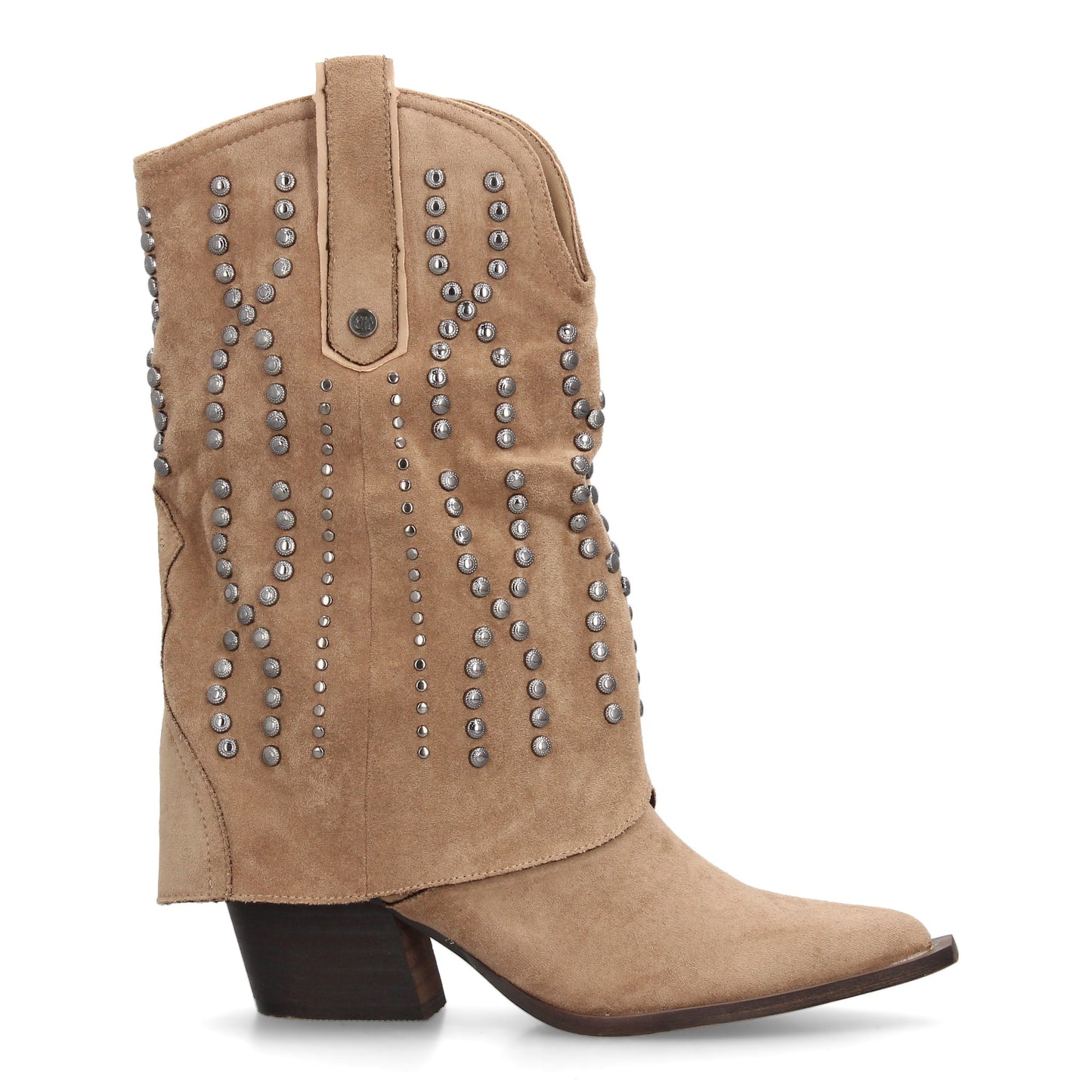 Botín Cowboy Beige con Tachuelas Metálicas - Punta Fina