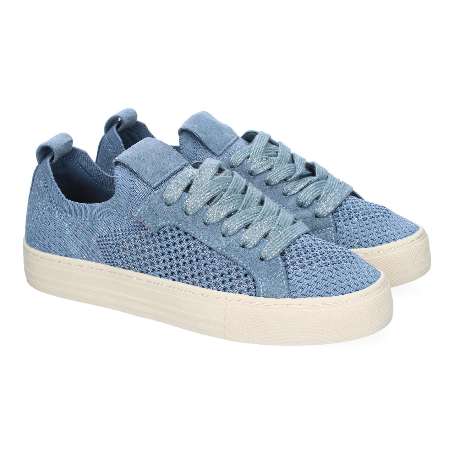 Zapatillas casual azules con cordoneras para mujer, ideales para primavera-verano.