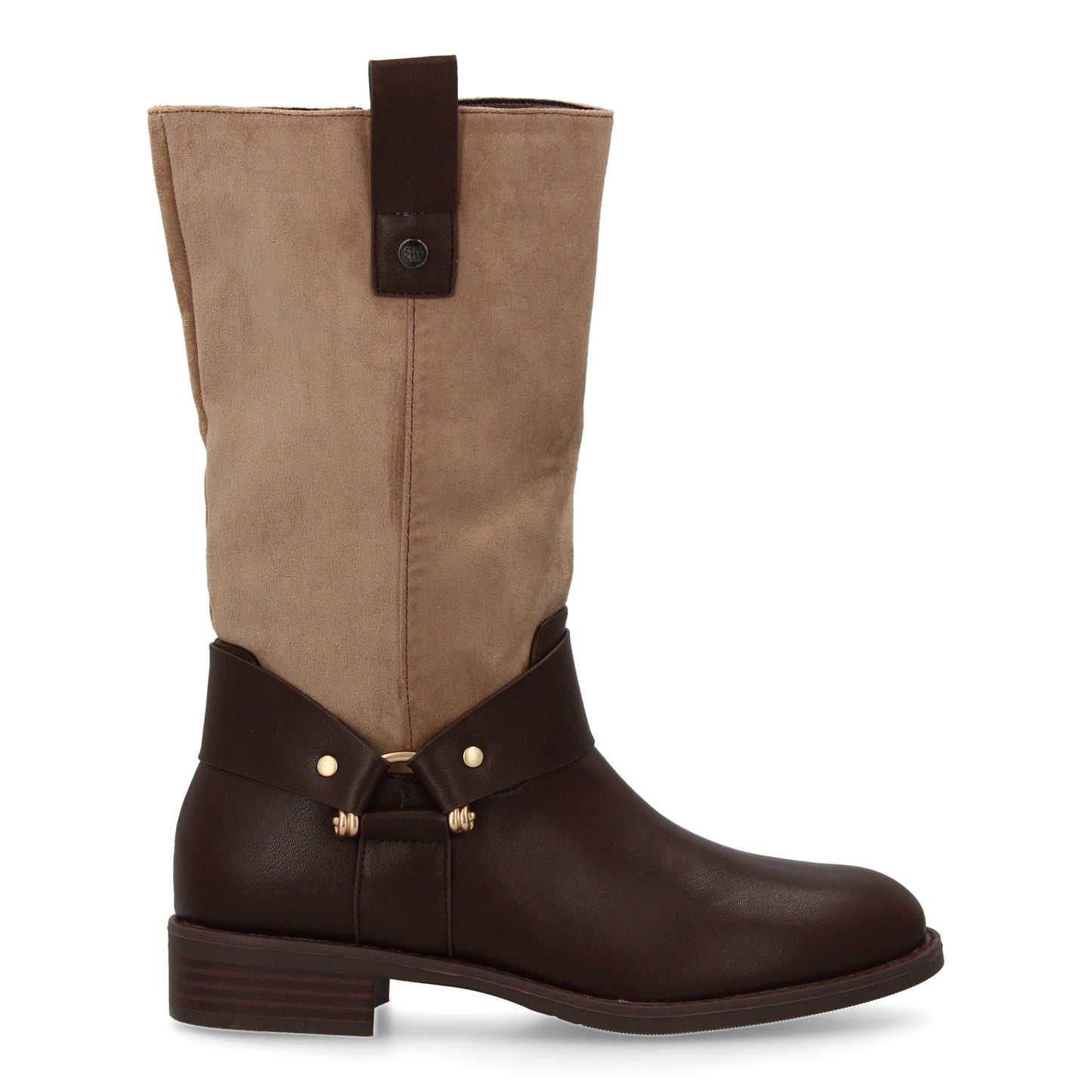 Bota Kaki para Mujer de Doble Textura y Tacón Bajo