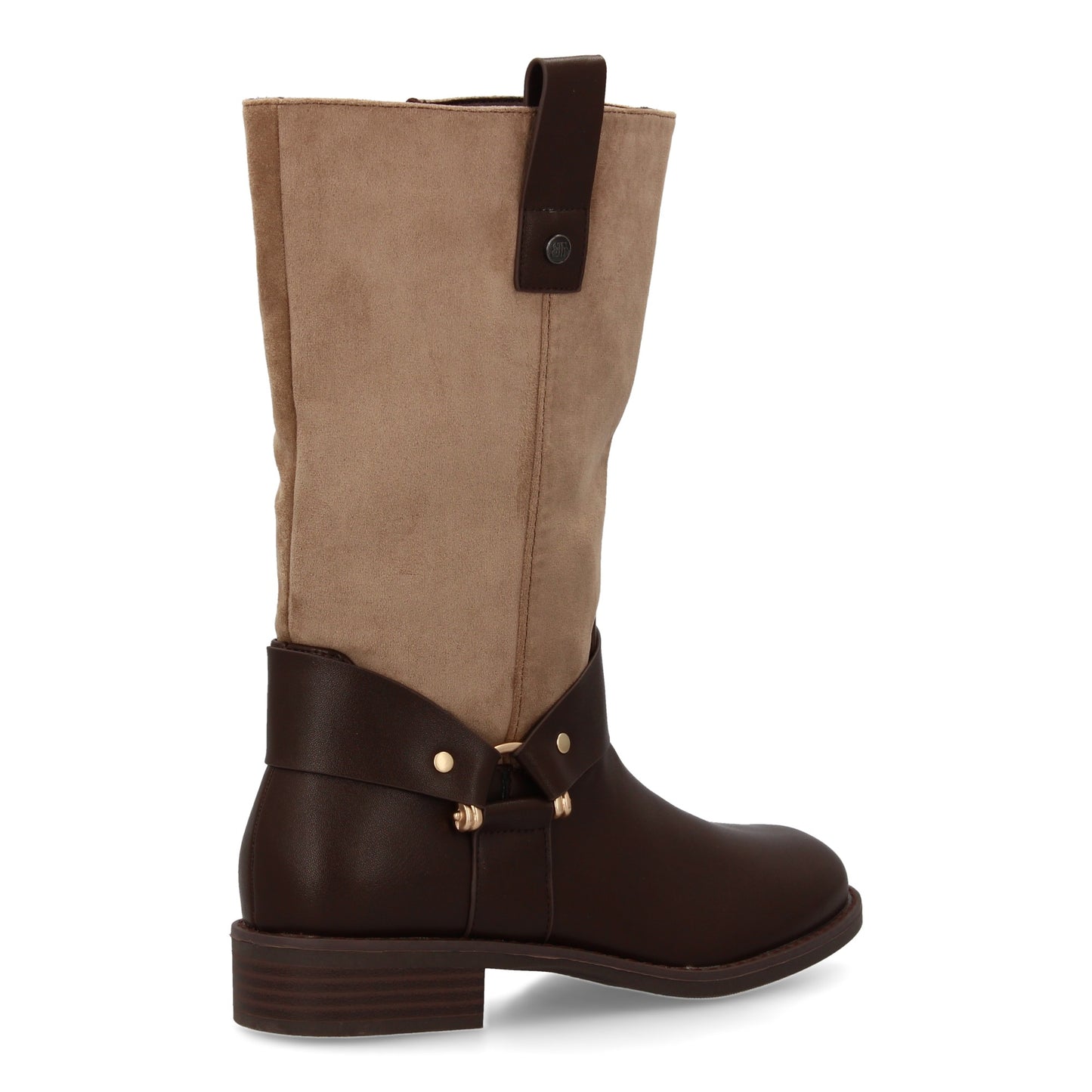 Bota Kaki para Mujer de Doble Textura y Tacón Bajo