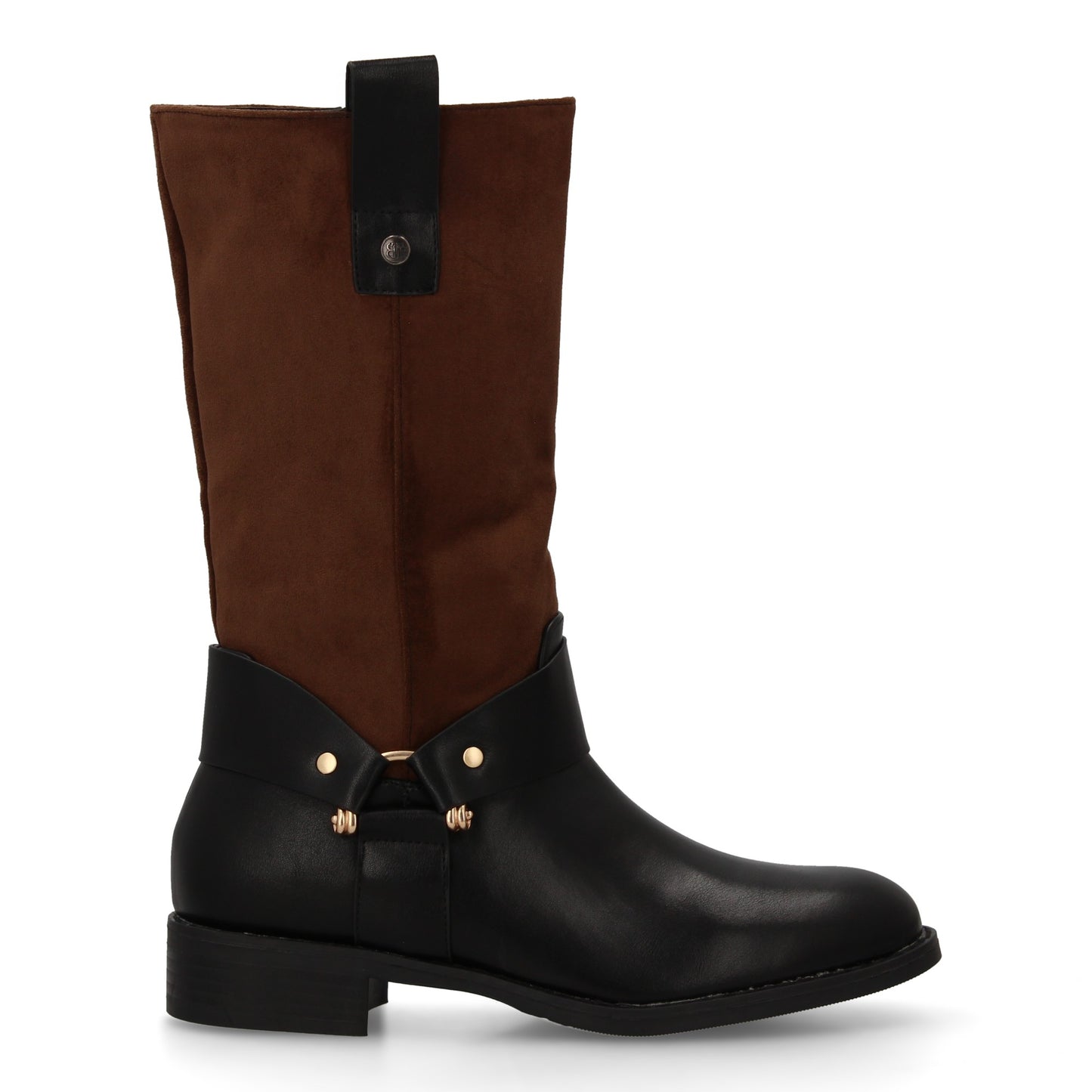 Bota Marrón para Mujer de Doble Textura y Tacón Bajo