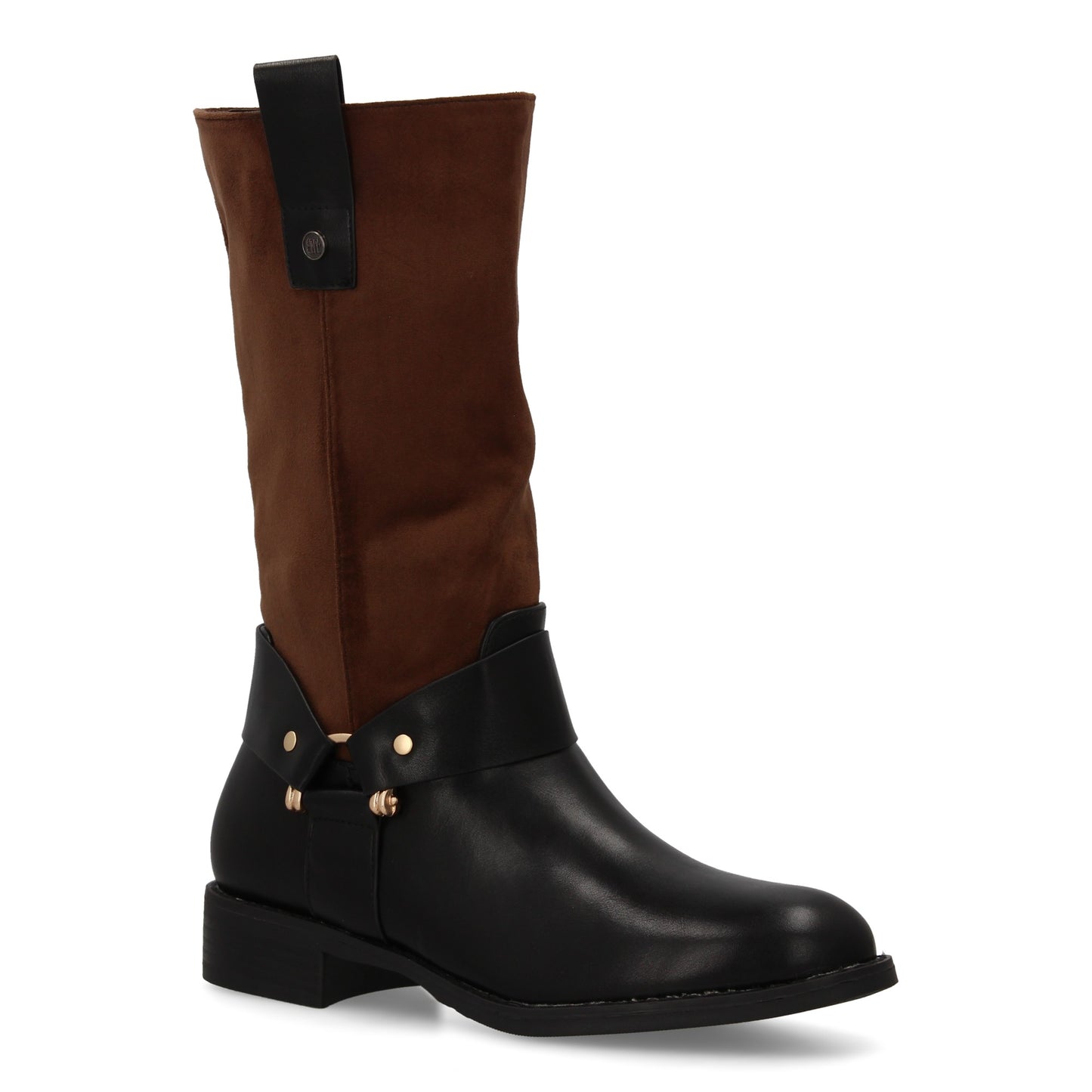 Bota Marrón para Mujer de Doble Textura y Tacón Bajo