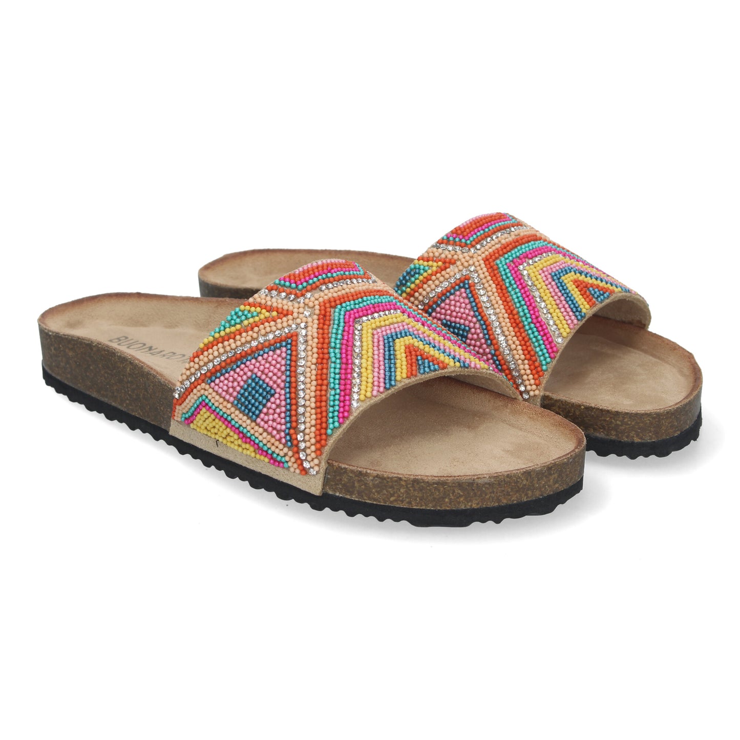 Sandalia Plana de Mujer Cómoda y Elegante Diseño Moderno Estilo Bio y con Adornos en la Pala.