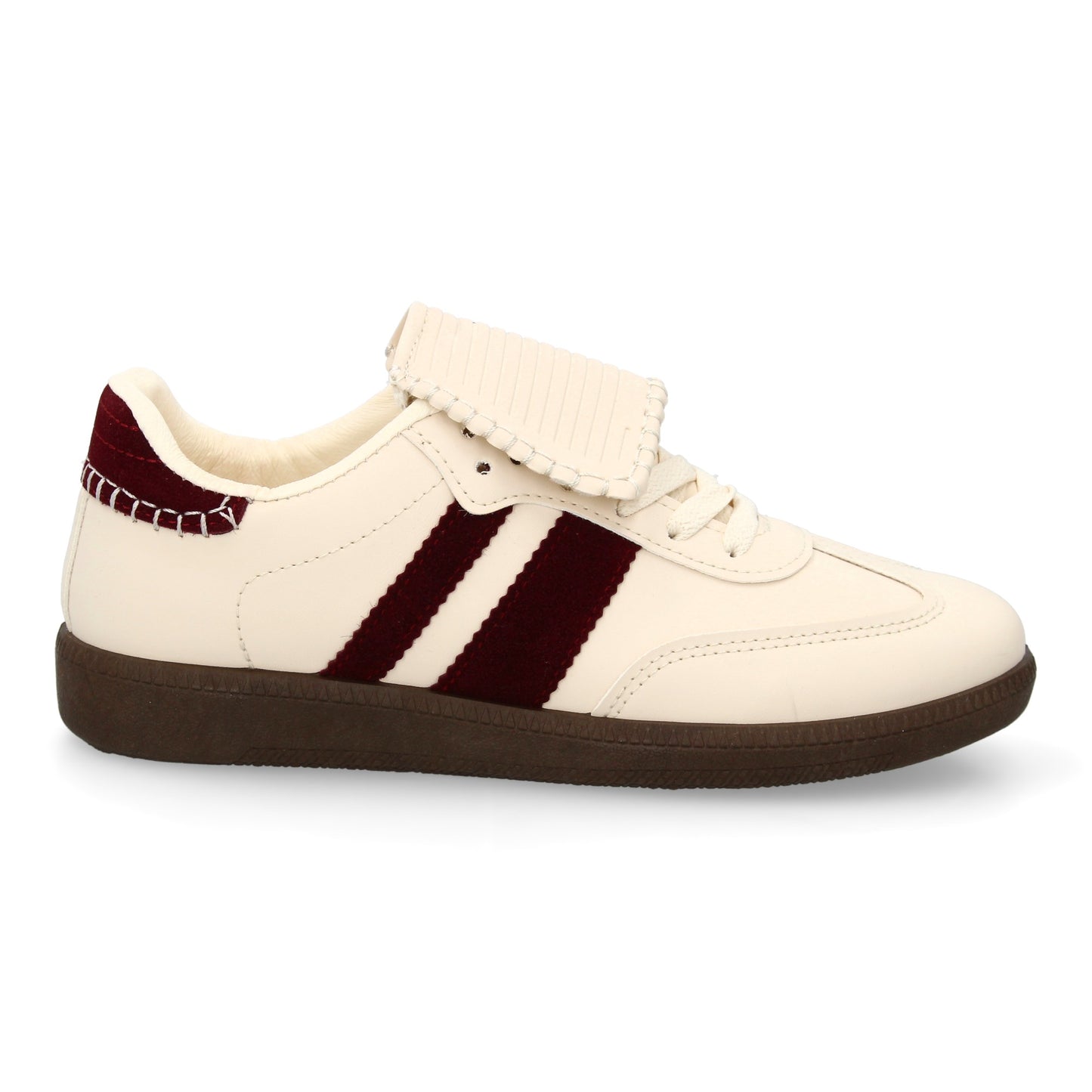Zapatilla Plana Beige Mujer Estilo Retro con Cordones