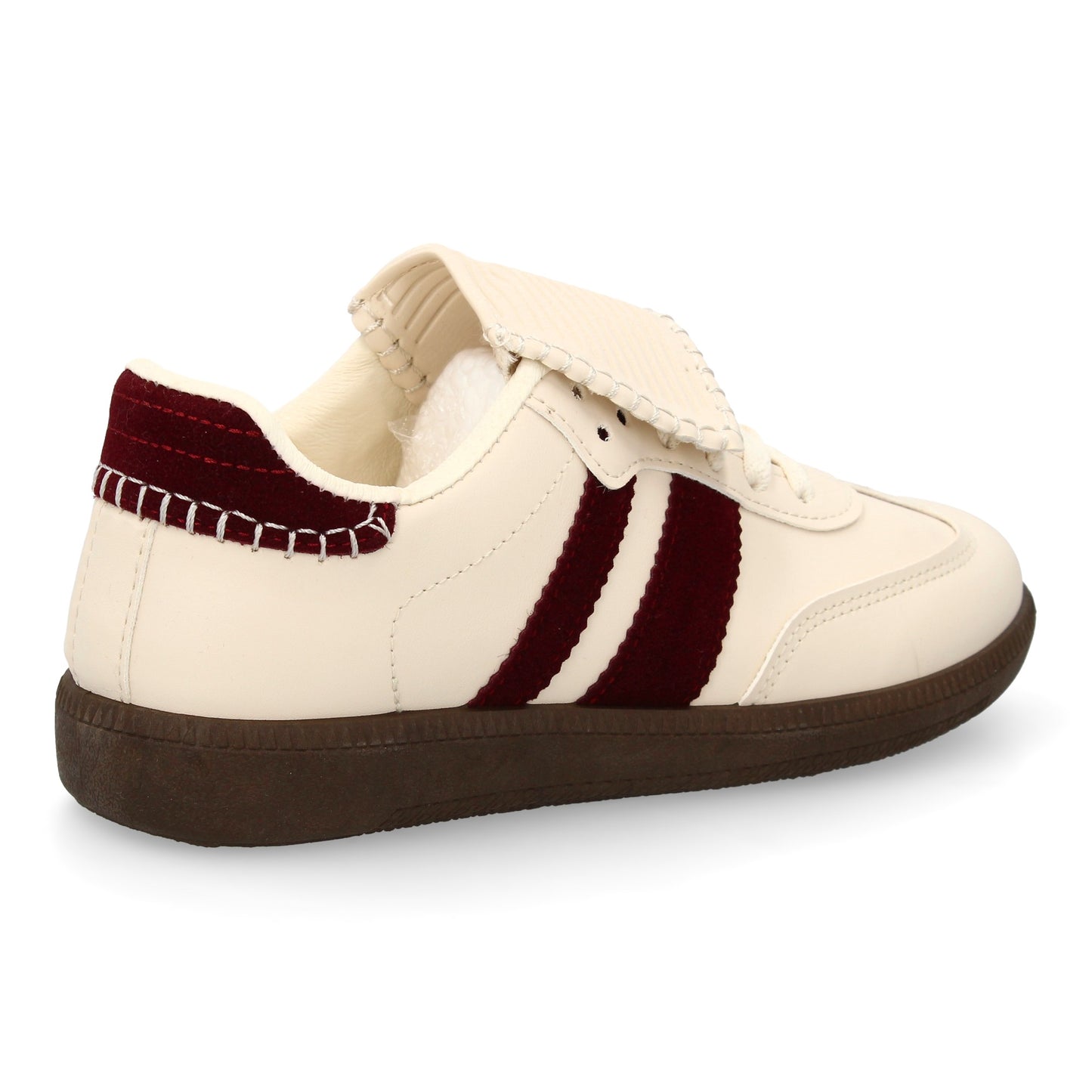 Zapatilla Plana Beige Mujer Estilo Retro con Cordones