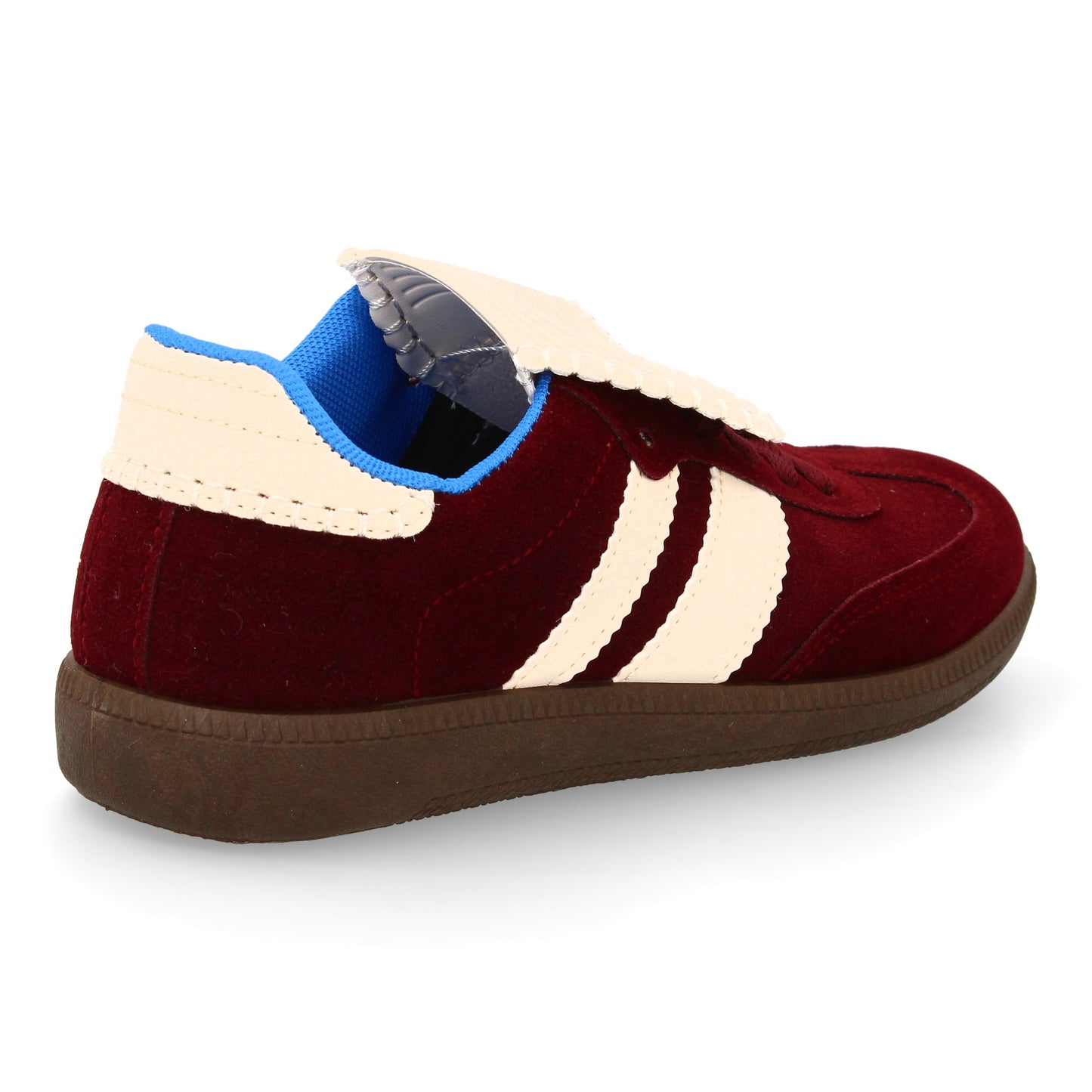 Zapatilla Plana Burdeos Mujer Estilo Retro con Cordones