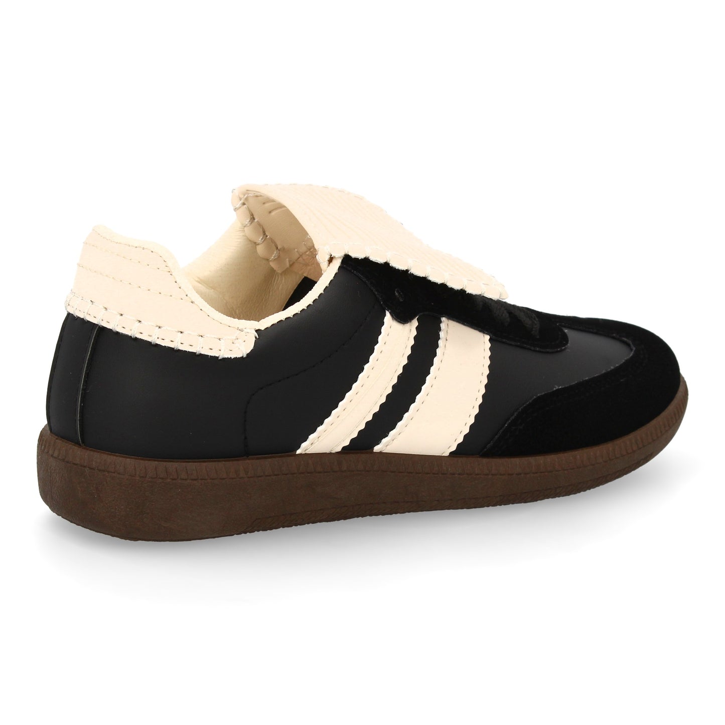 Zapatilla Plana Negra Mujer Estilo Retro con Cordones