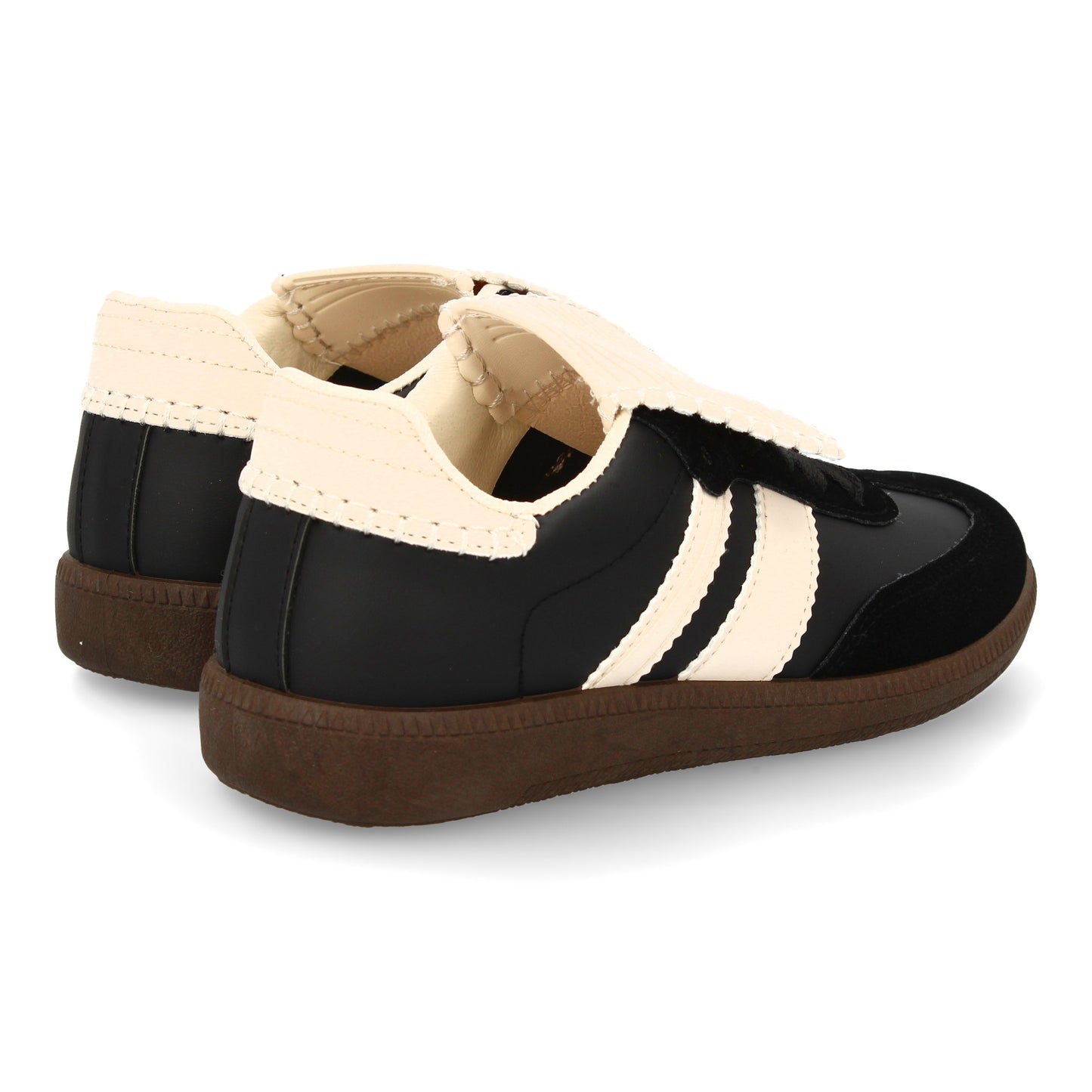 Zapatilla Plana Negra Mujer Estilo Retro con Cordones